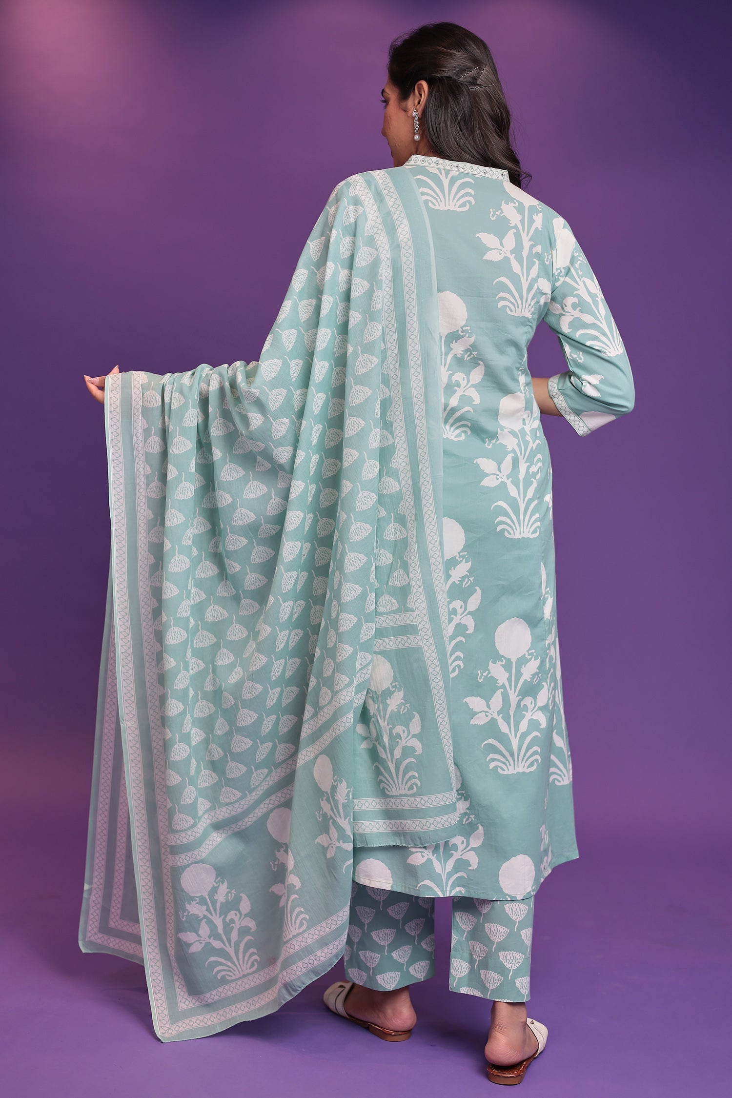 Printed Pure Cotton Suit with Sequins and Thread work