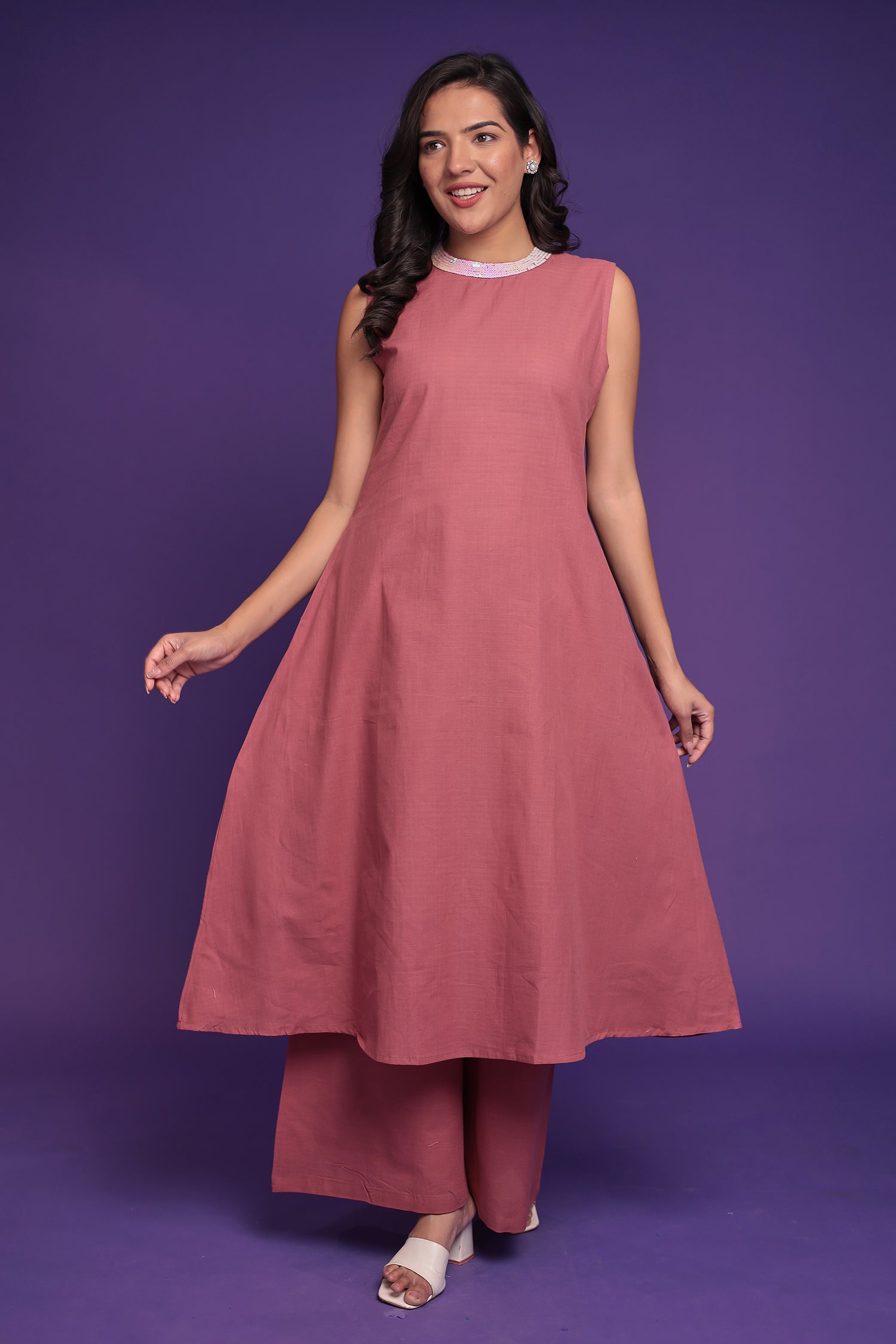 Pure Cotton Suit Embellished neck with Sequins work