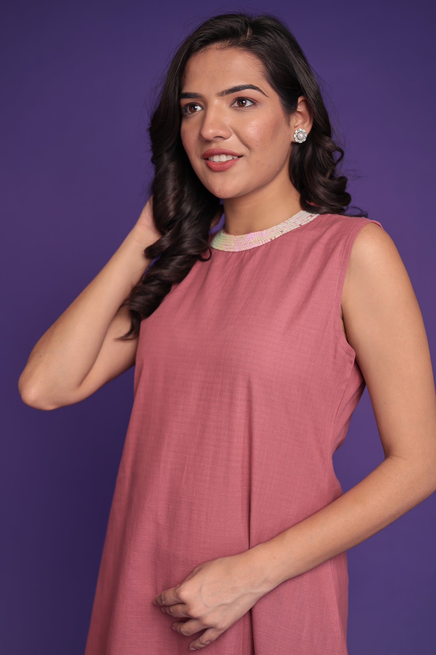 Pure Cotton Suit Embellished neck with Sequins work