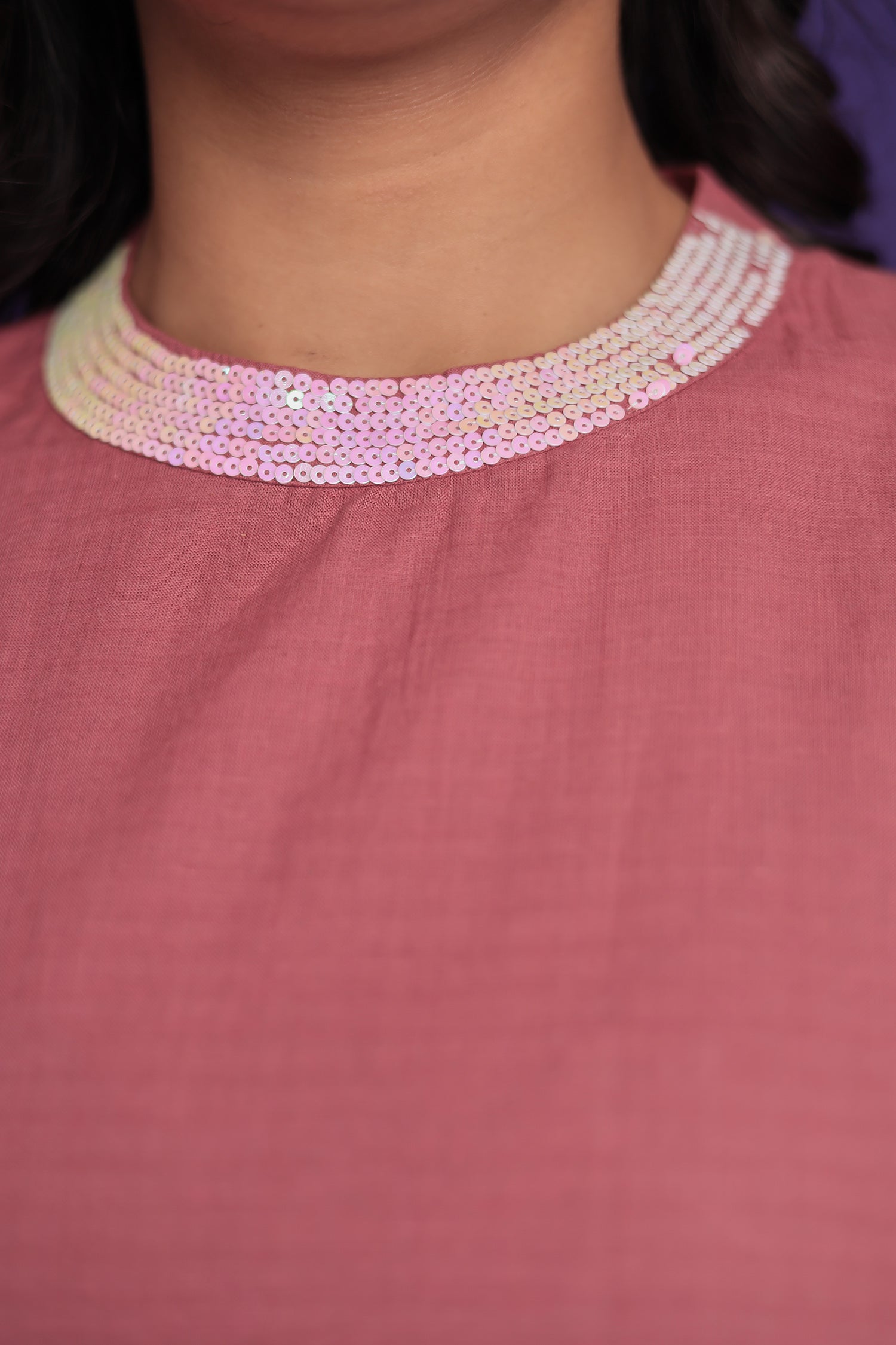 Pure Cotton Suit Embellished neck with Sequins work