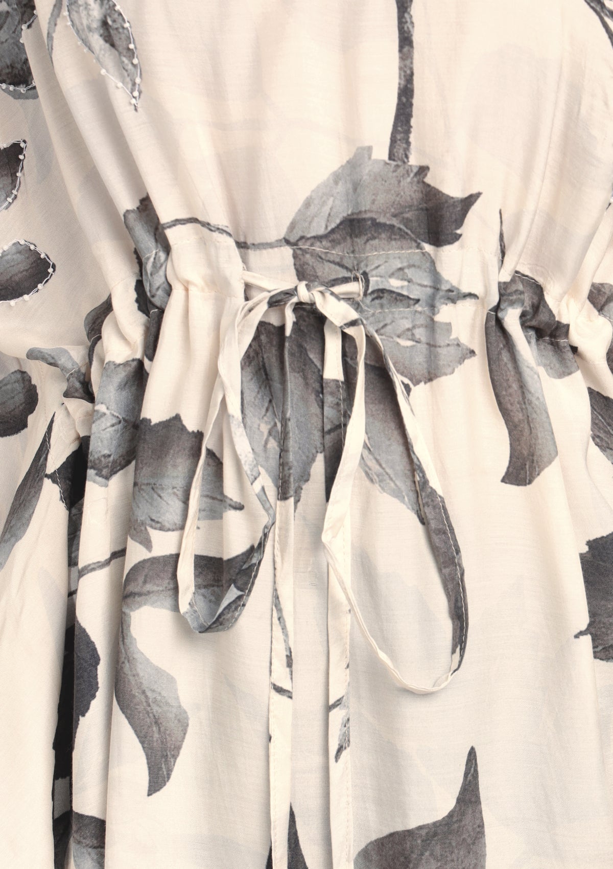 Printed Silk Blend Kaftan Embellished with Pearl work