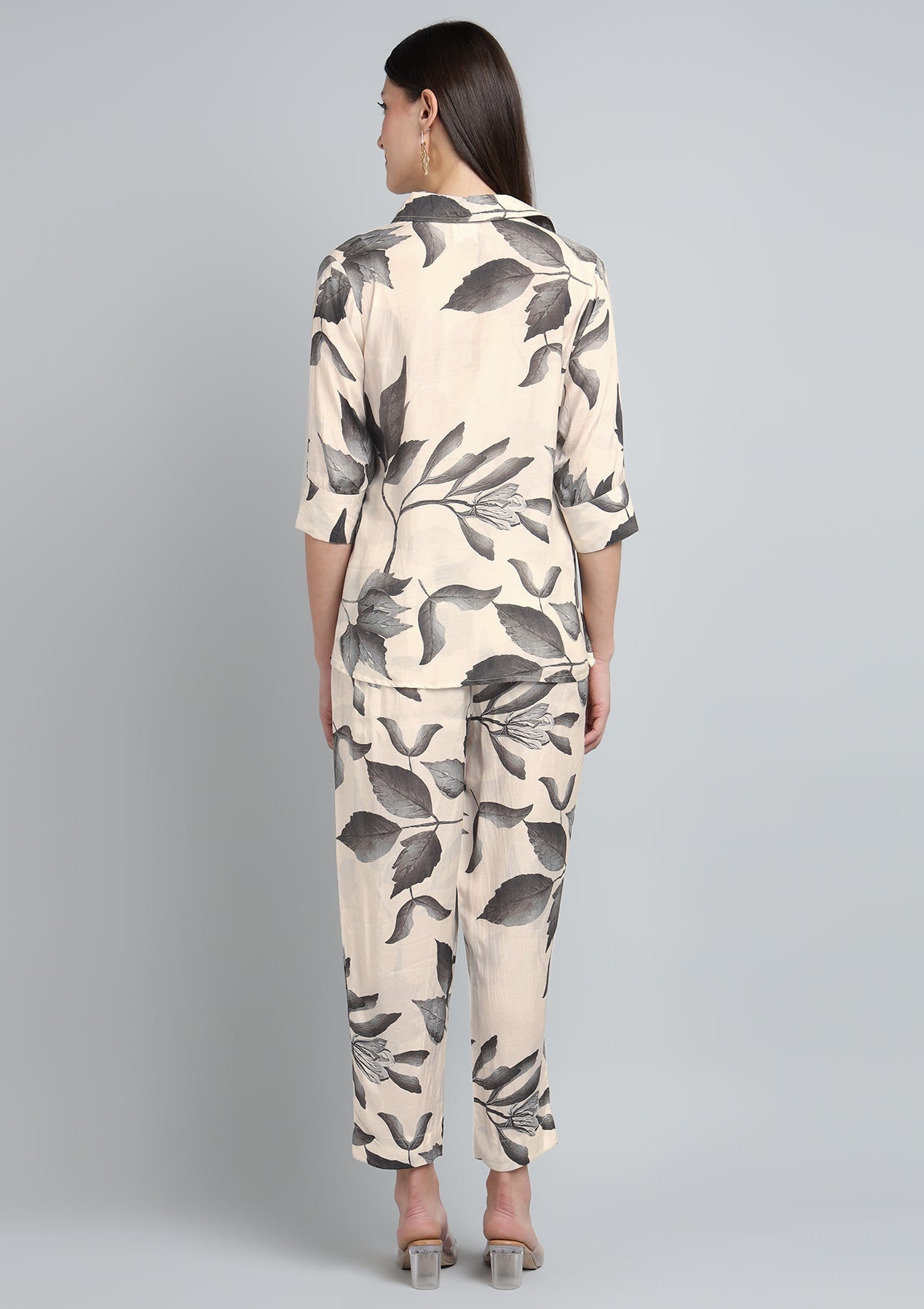 Printed Silk Blend Co Ords Set with Pearl work