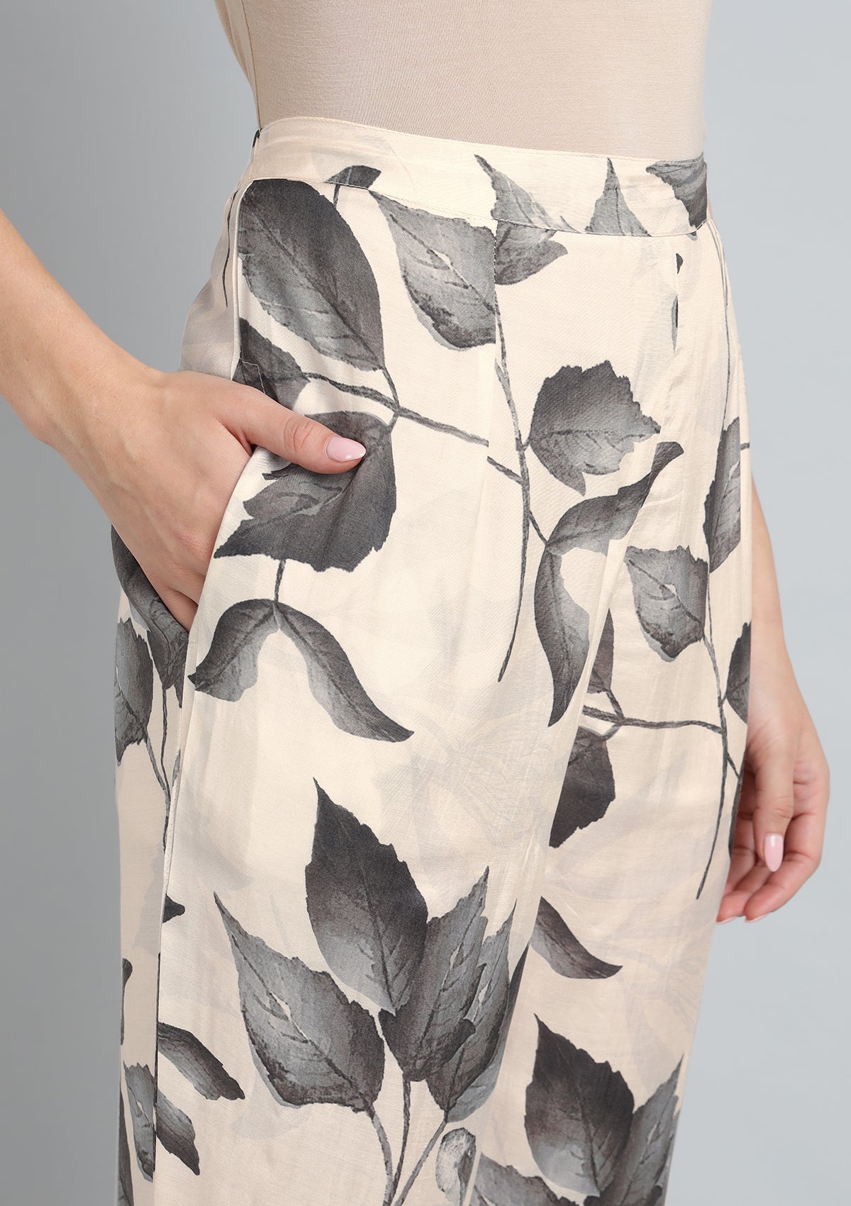 Printed Silk Blend Co Ords Set with Pearl work