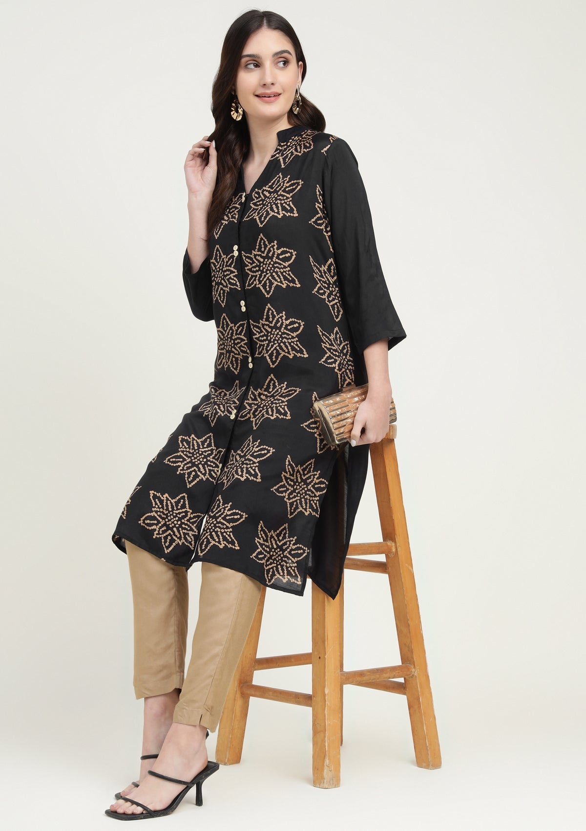 Bandhej Silk Blend Kurta Stitched