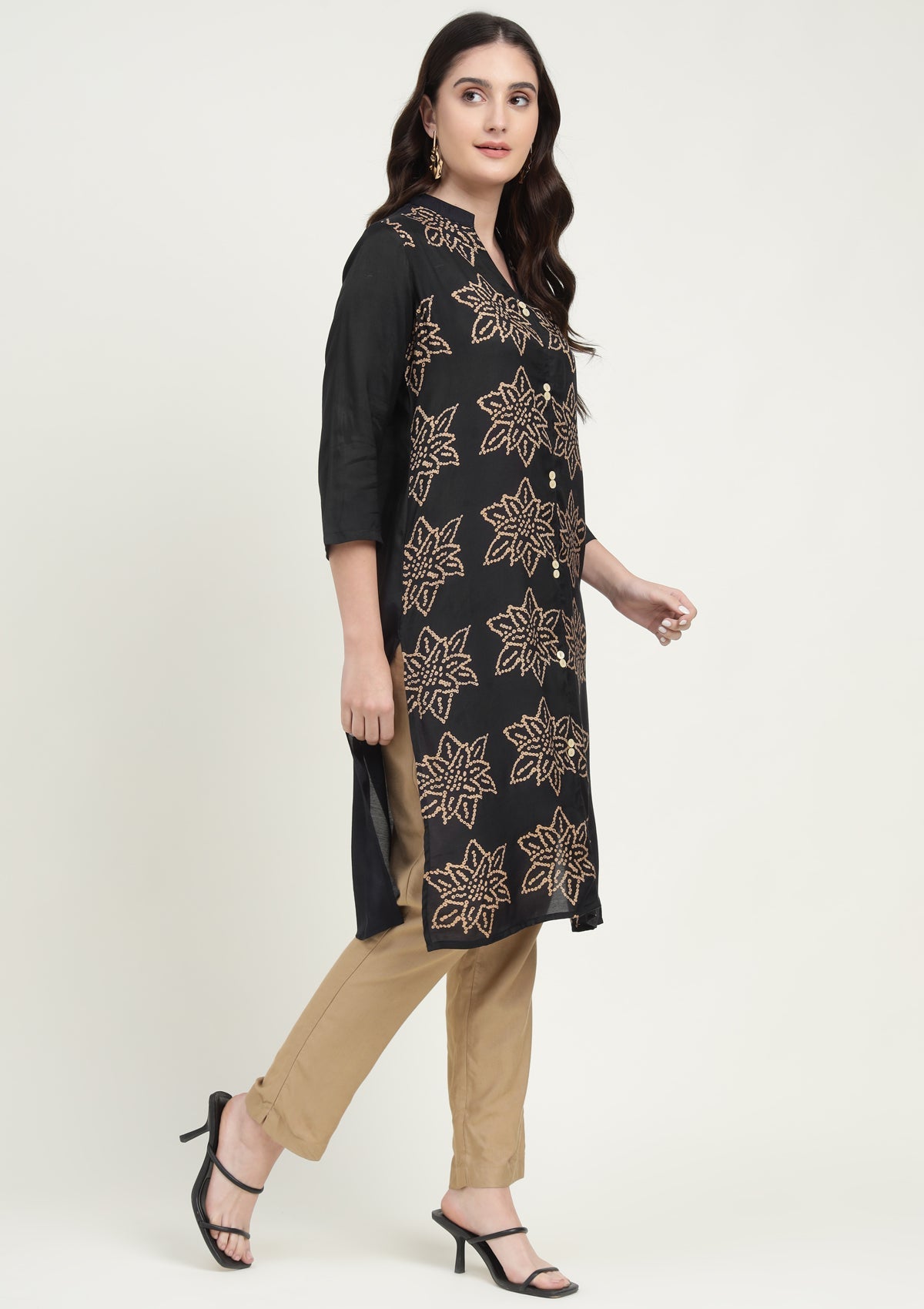 Bandhej Silk Blend Kurta Stitched