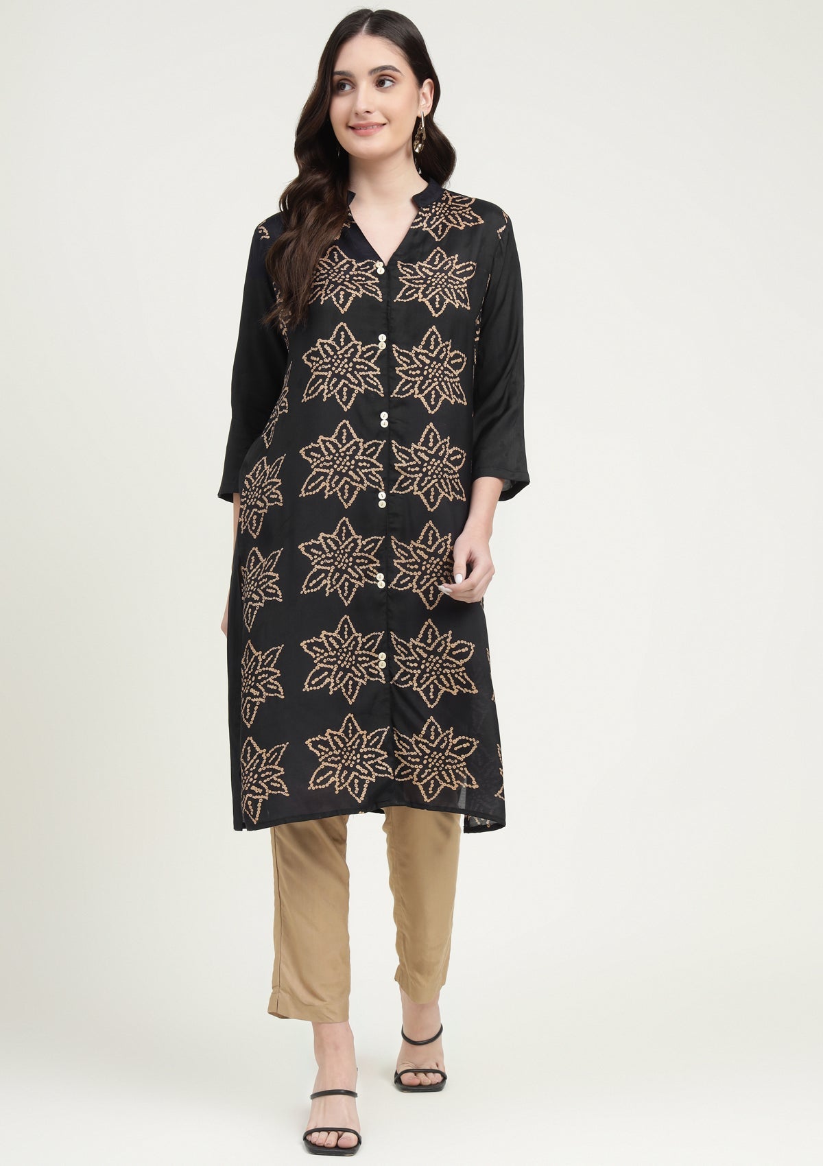 Bandhej Silk Blend Kurta Stitched