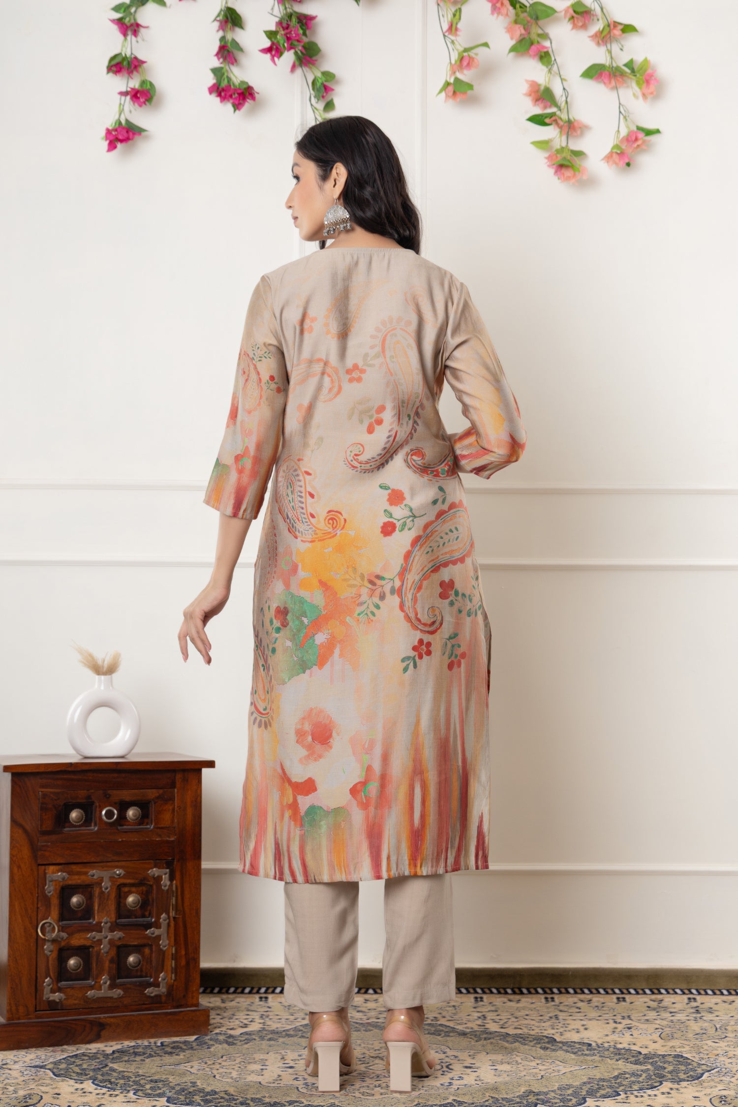 Silk Blend Kurta Set Stitched with Cutdana, Sequins and Thread work