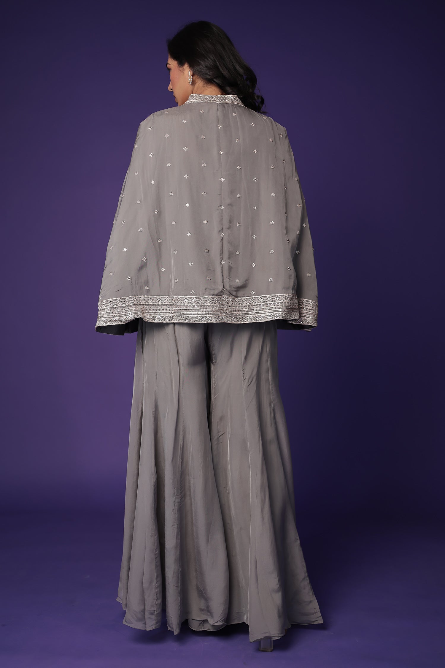 Silk Indo Western with Sequins and Thread work