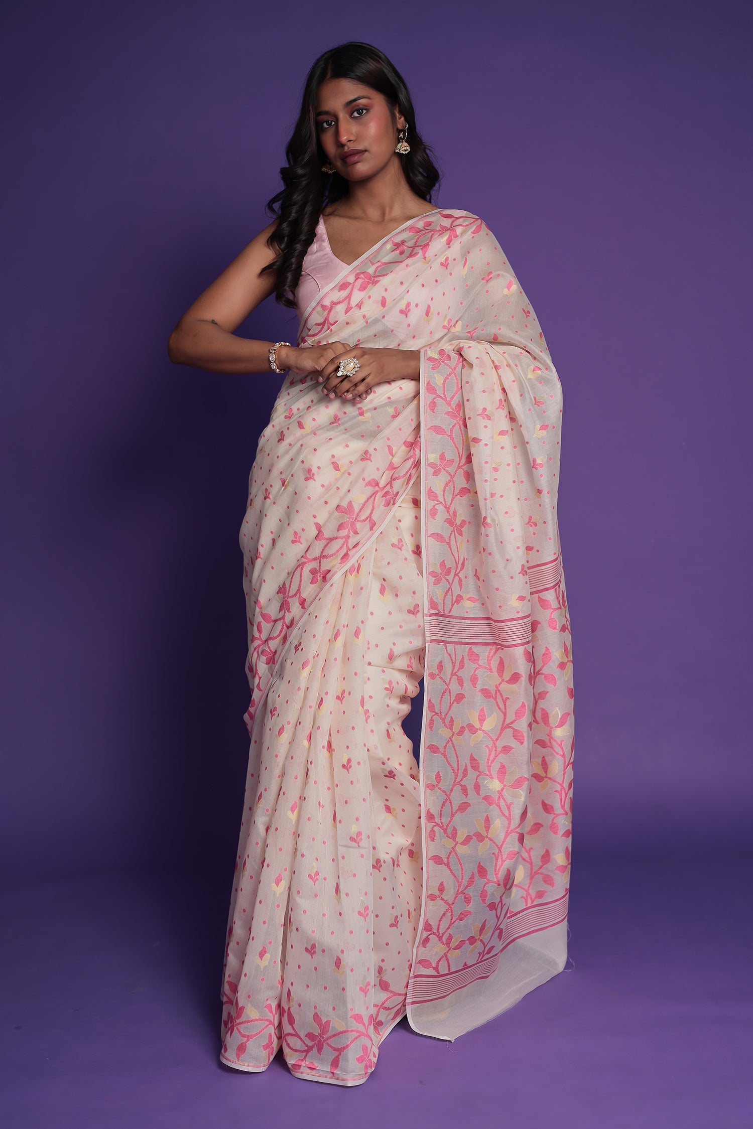 Banarasi Hand Woven Cotton Chanderi Saree