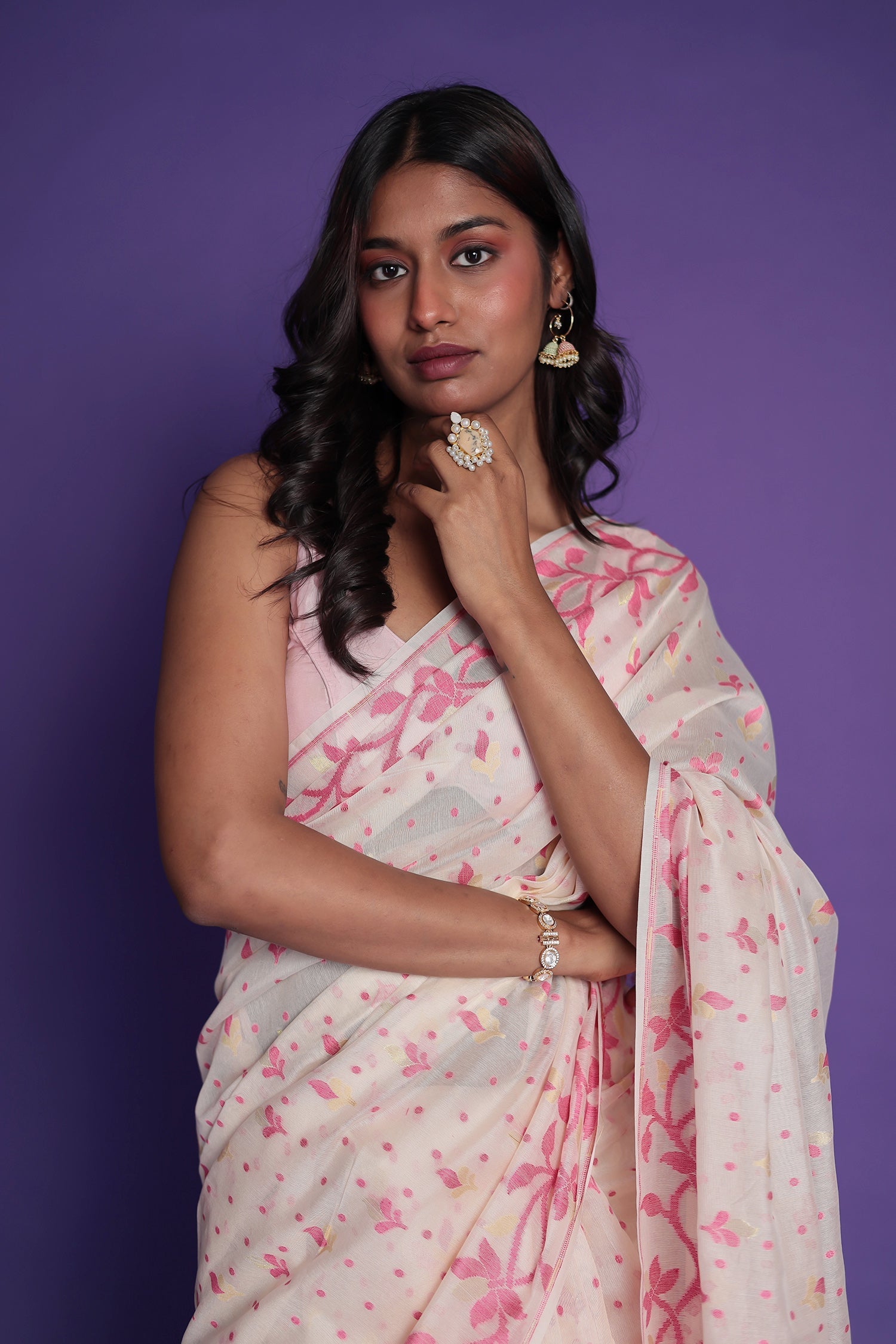 Banarasi Hand Woven Cotton Chanderi Saree