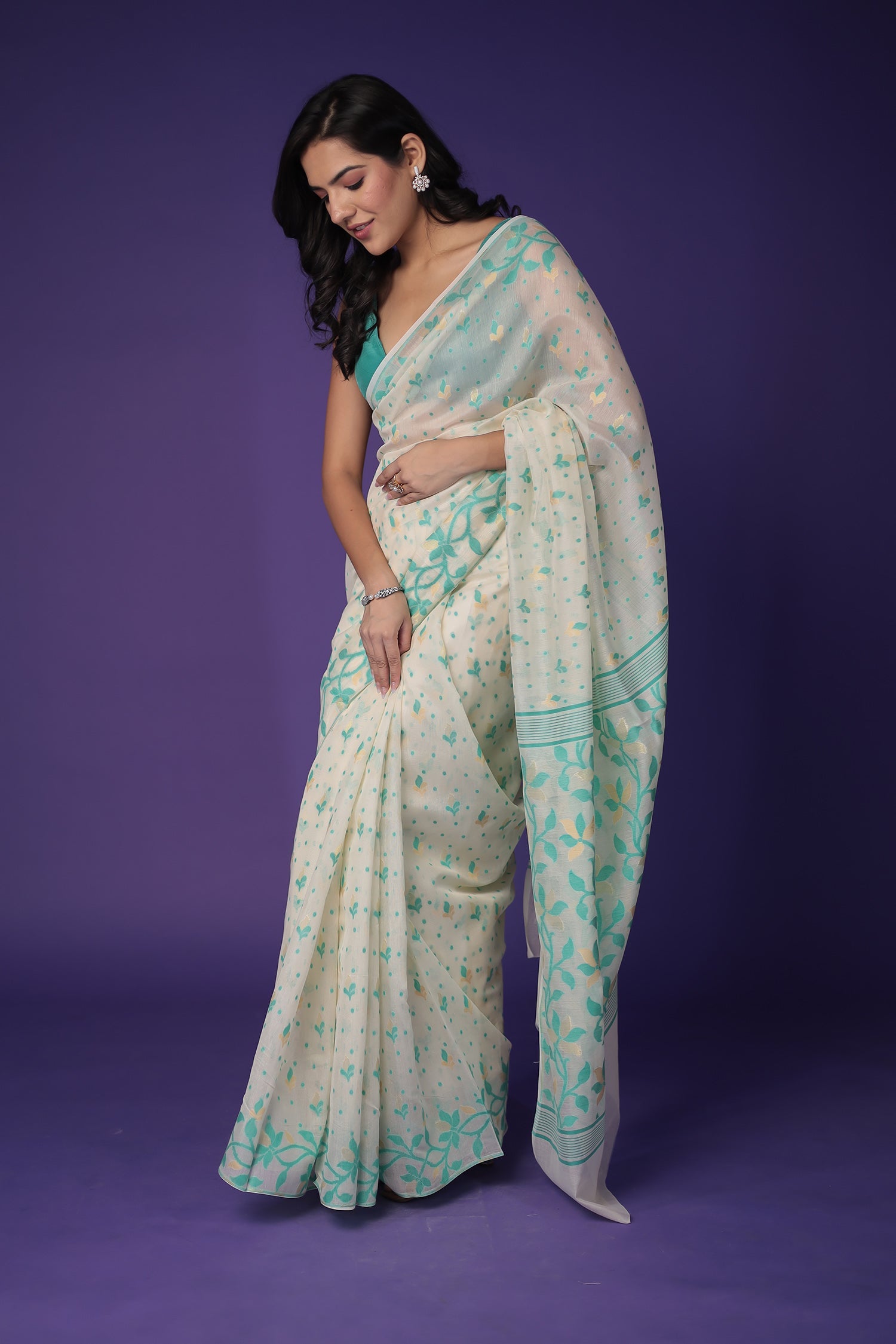 Banarasi Hand Woven Cotton Chanderi Saree