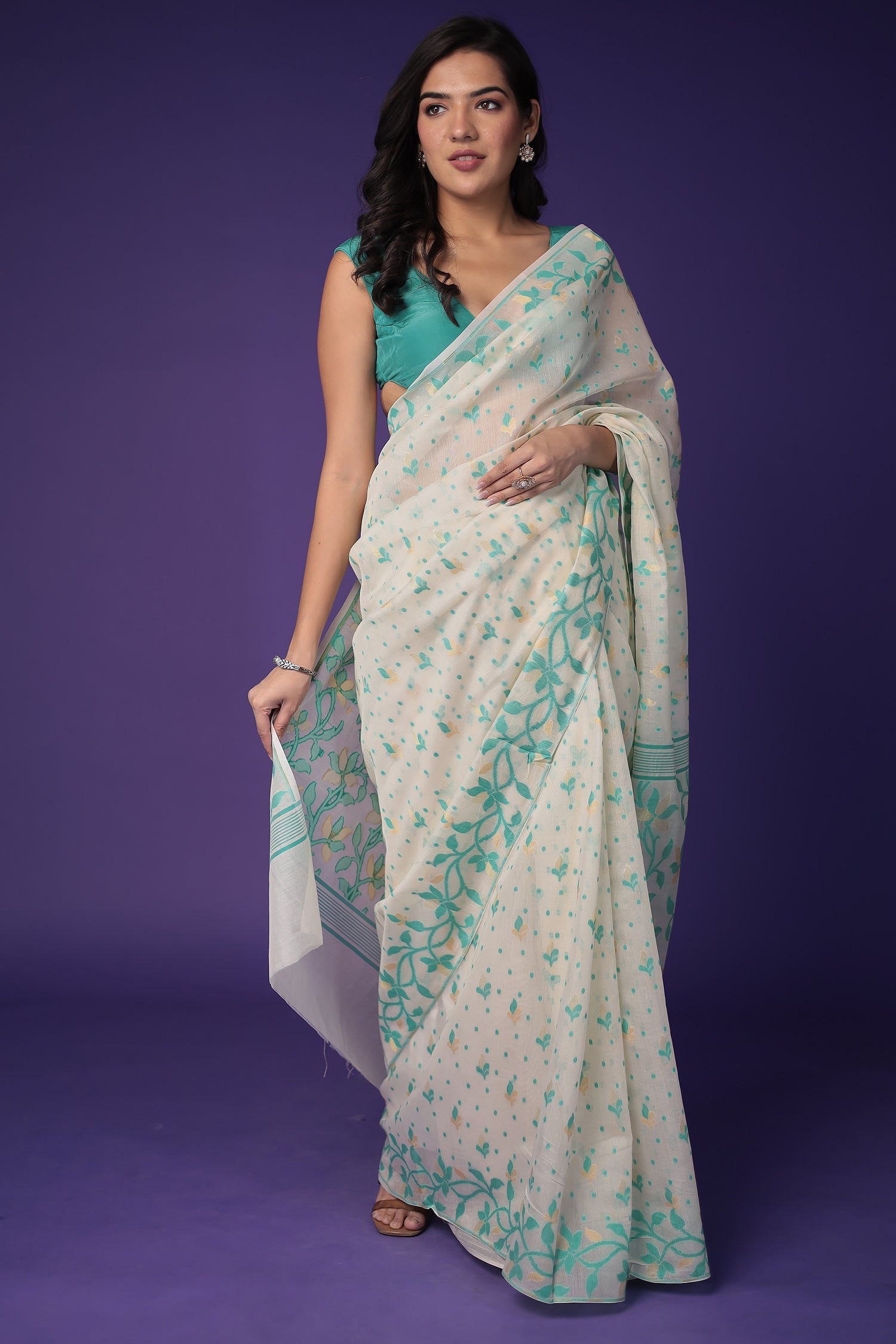 Banarasi Hand Woven Cotton Chanderi Saree