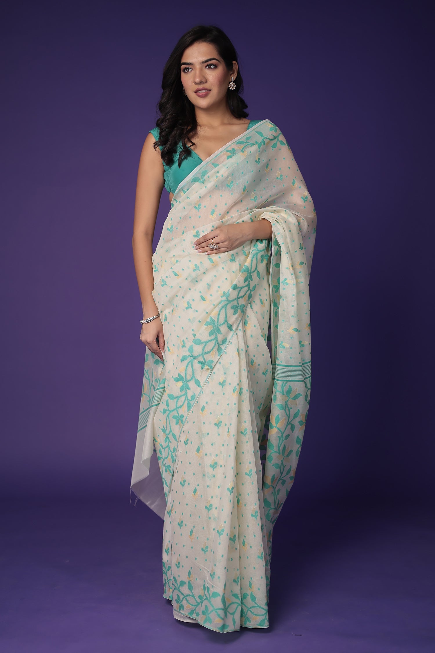 Banarasi Hand Woven Cotton Chanderi Saree