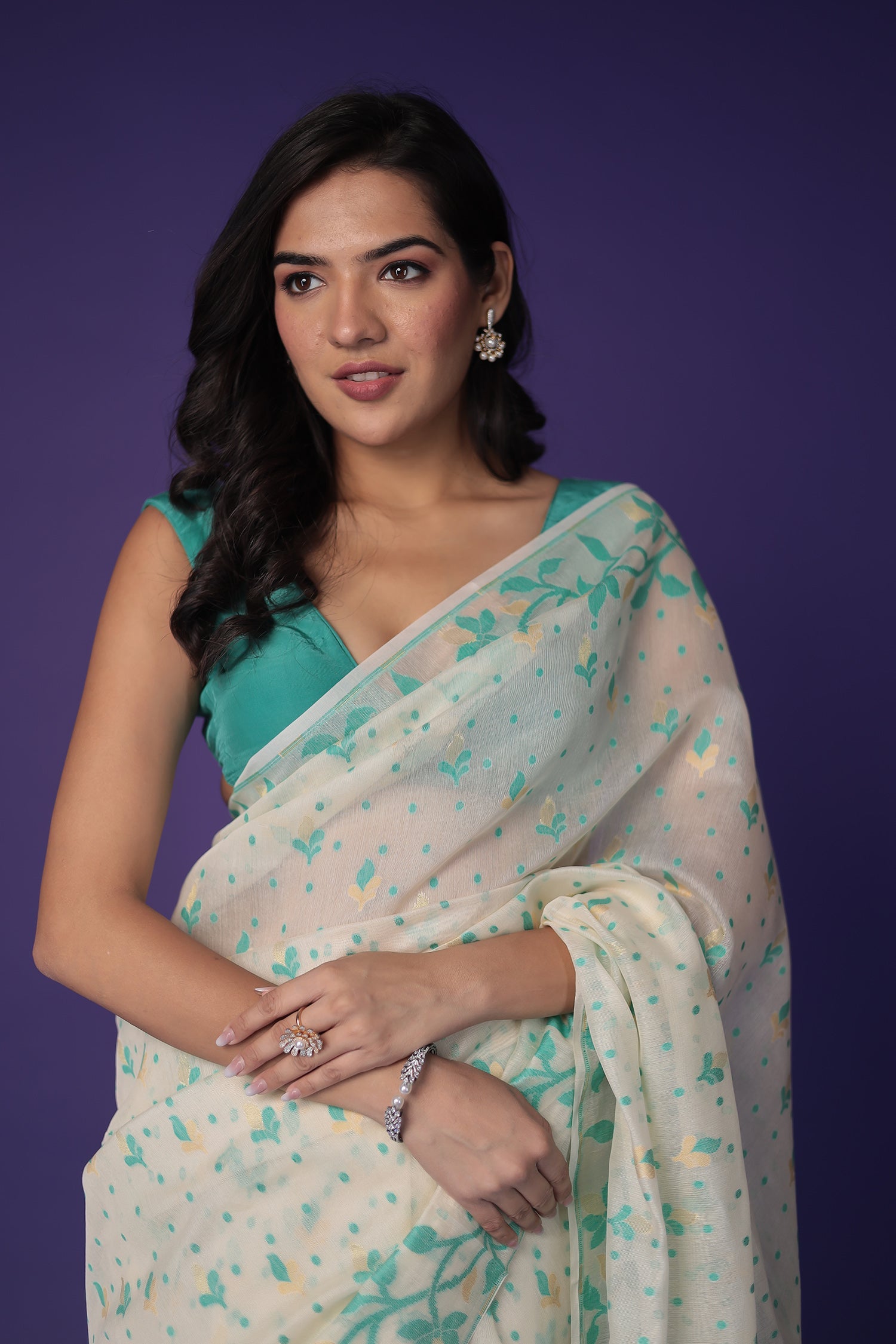 Banarasi Hand Woven Cotton Chanderi Saree