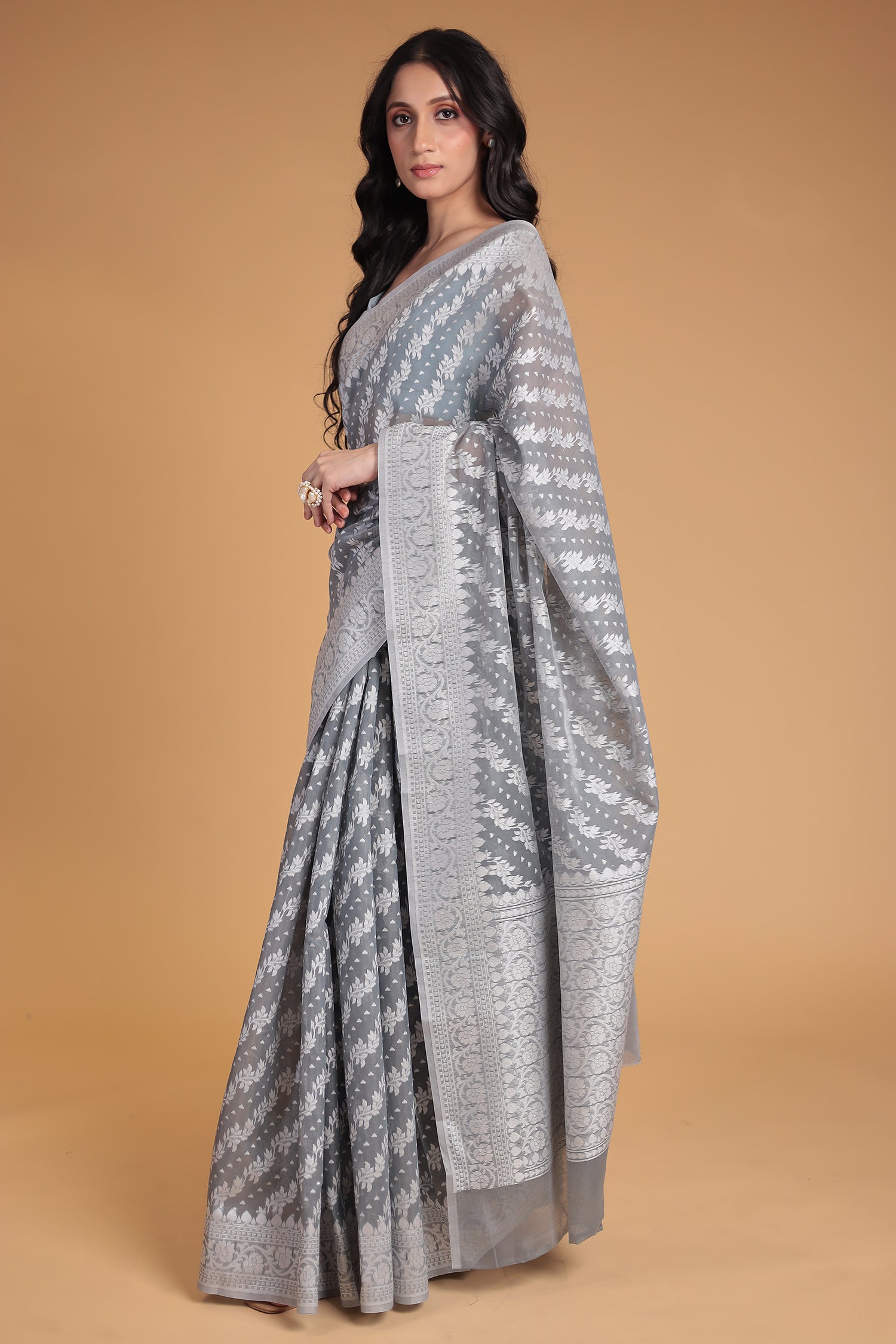 Banarasi Hand Woven Cotton Chanderi Saree