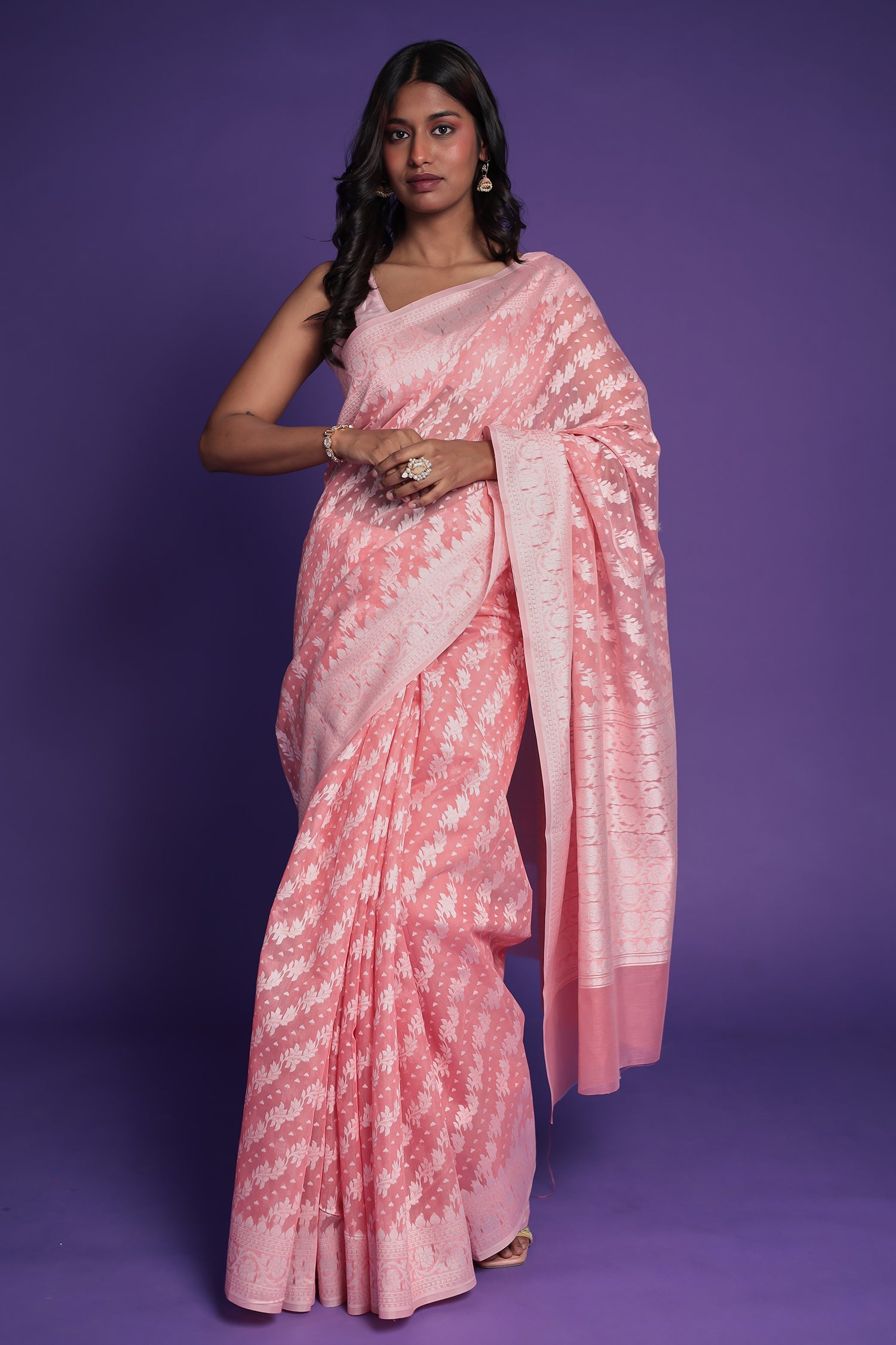 Banarasi Hand Woven Cotton Chanderi Saree
