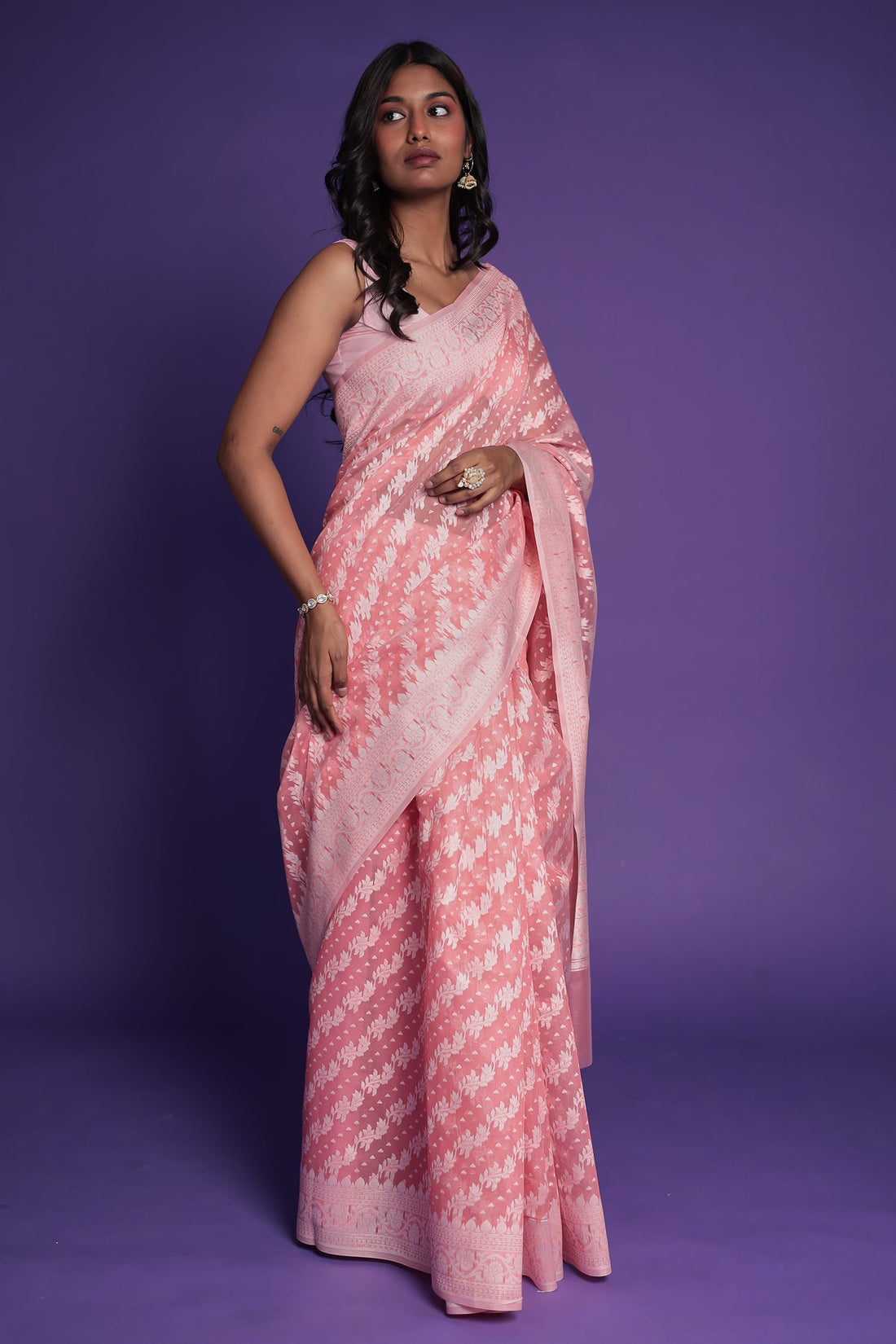 Banarasi Hand Woven Cotton Chanderi Saree