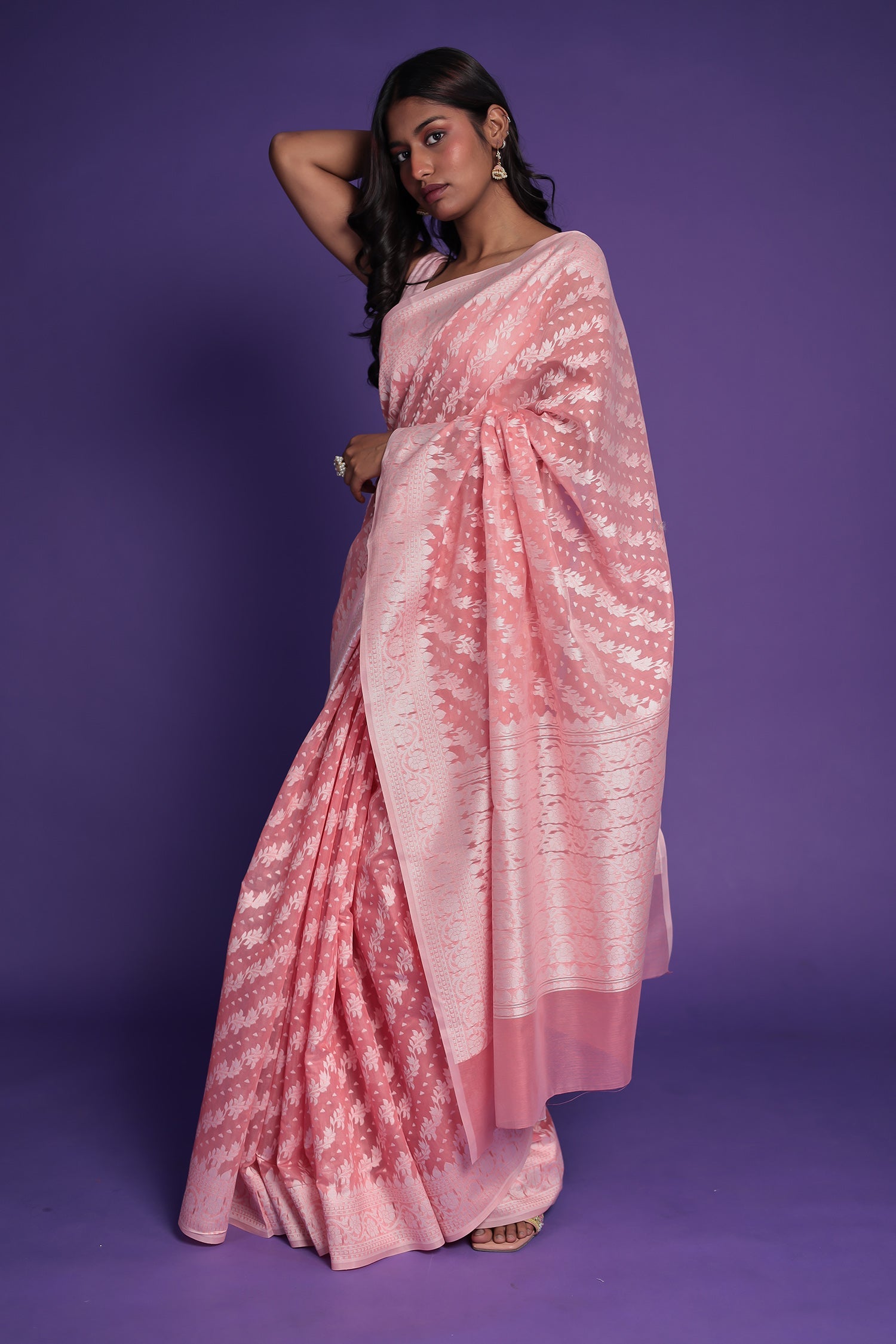 Banarasi Hand Woven Cotton Chanderi Saree