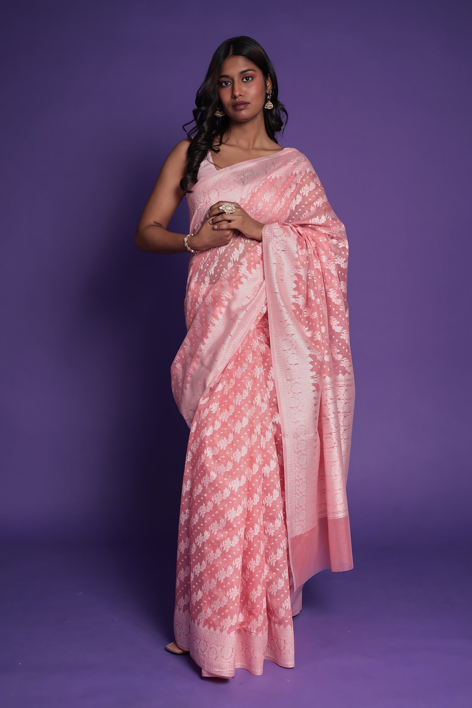 Banarasi Hand Woven Cotton Chanderi Saree