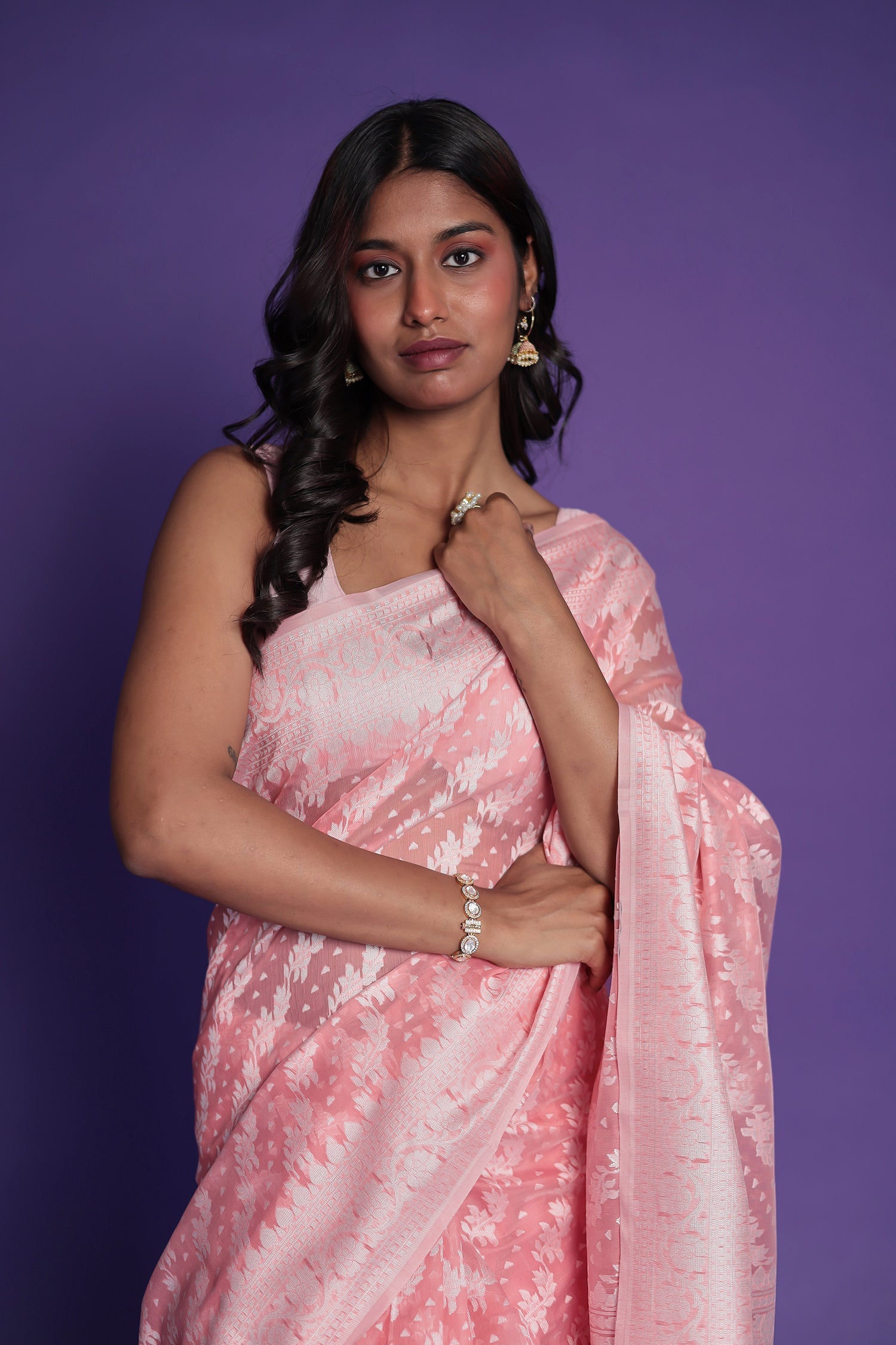 Banarasi Hand Woven Cotton Chanderi Saree