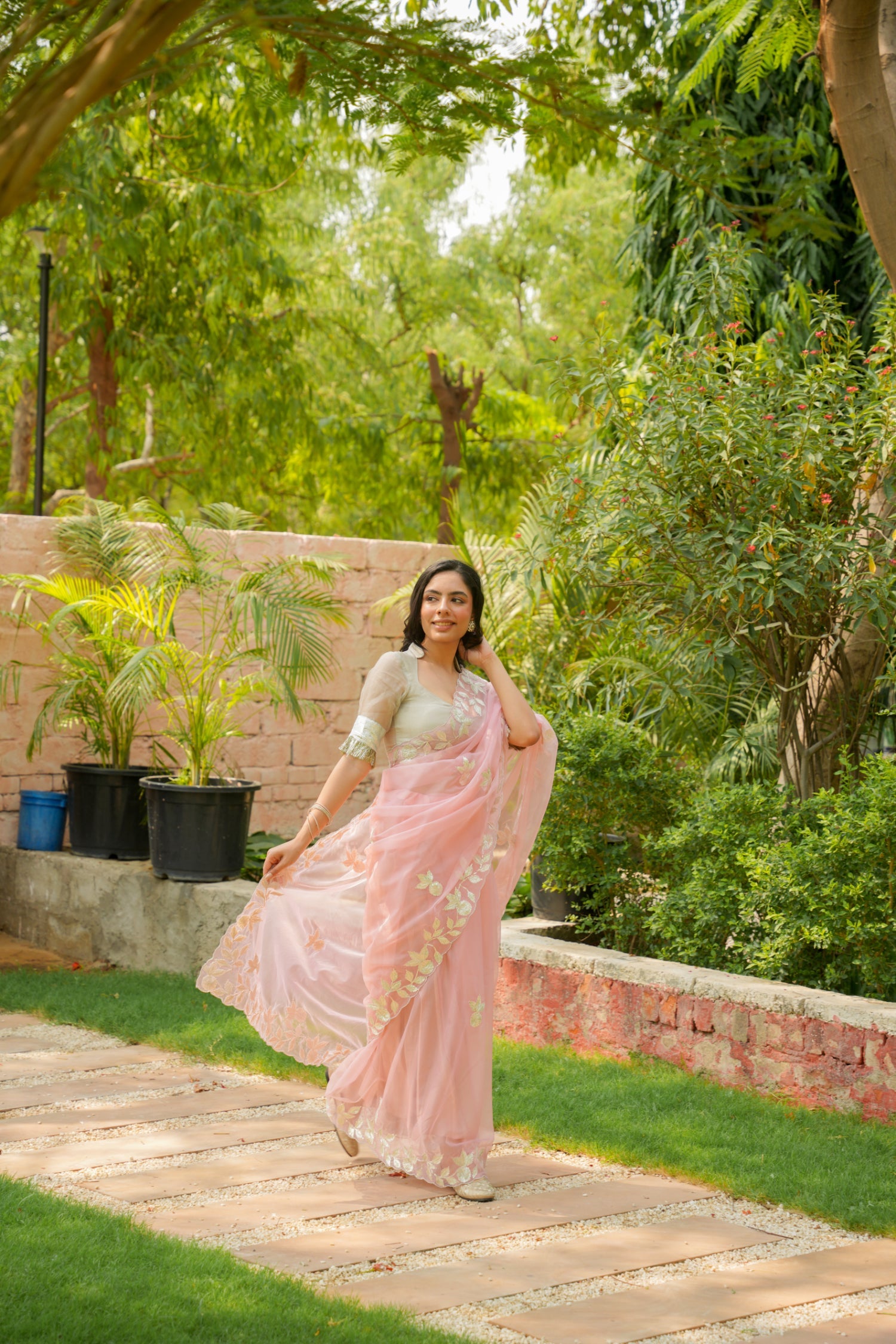 Organza Saree Embellished with Gota work