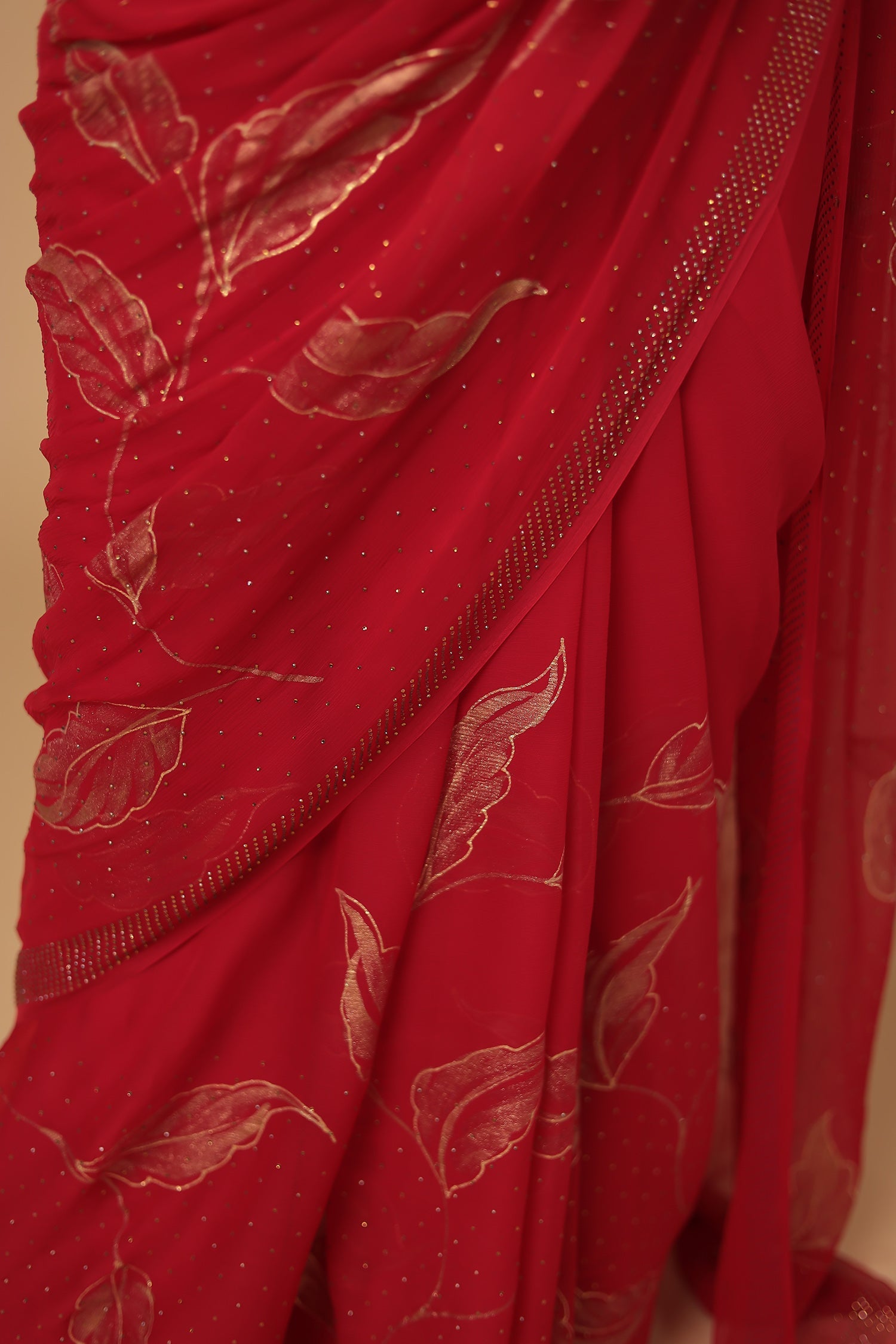 Chiffon Saree with Swarovski and Foil print