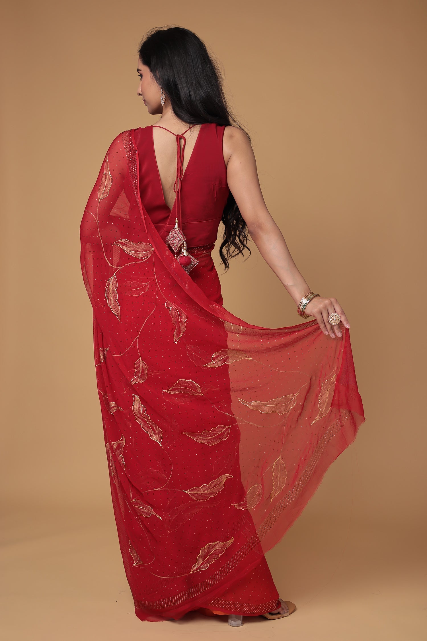 Chiffon Saree with Swarovski and Foil print