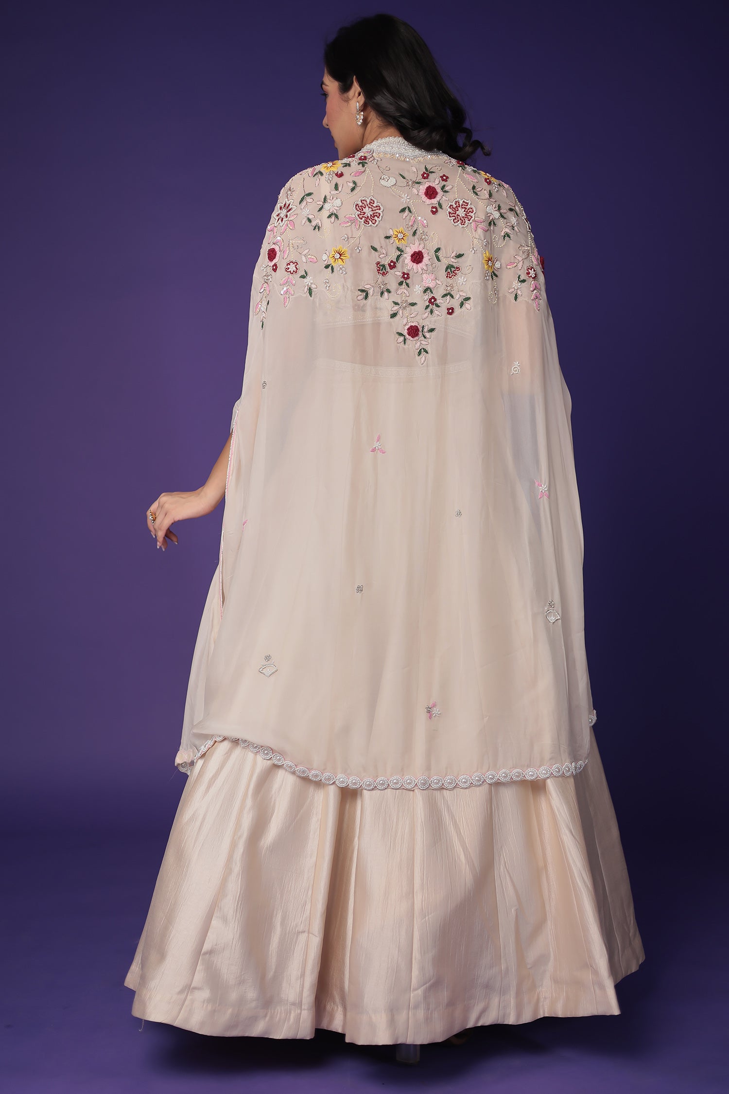 Silk Indo Western with Pearl, Thread and Zardozi work