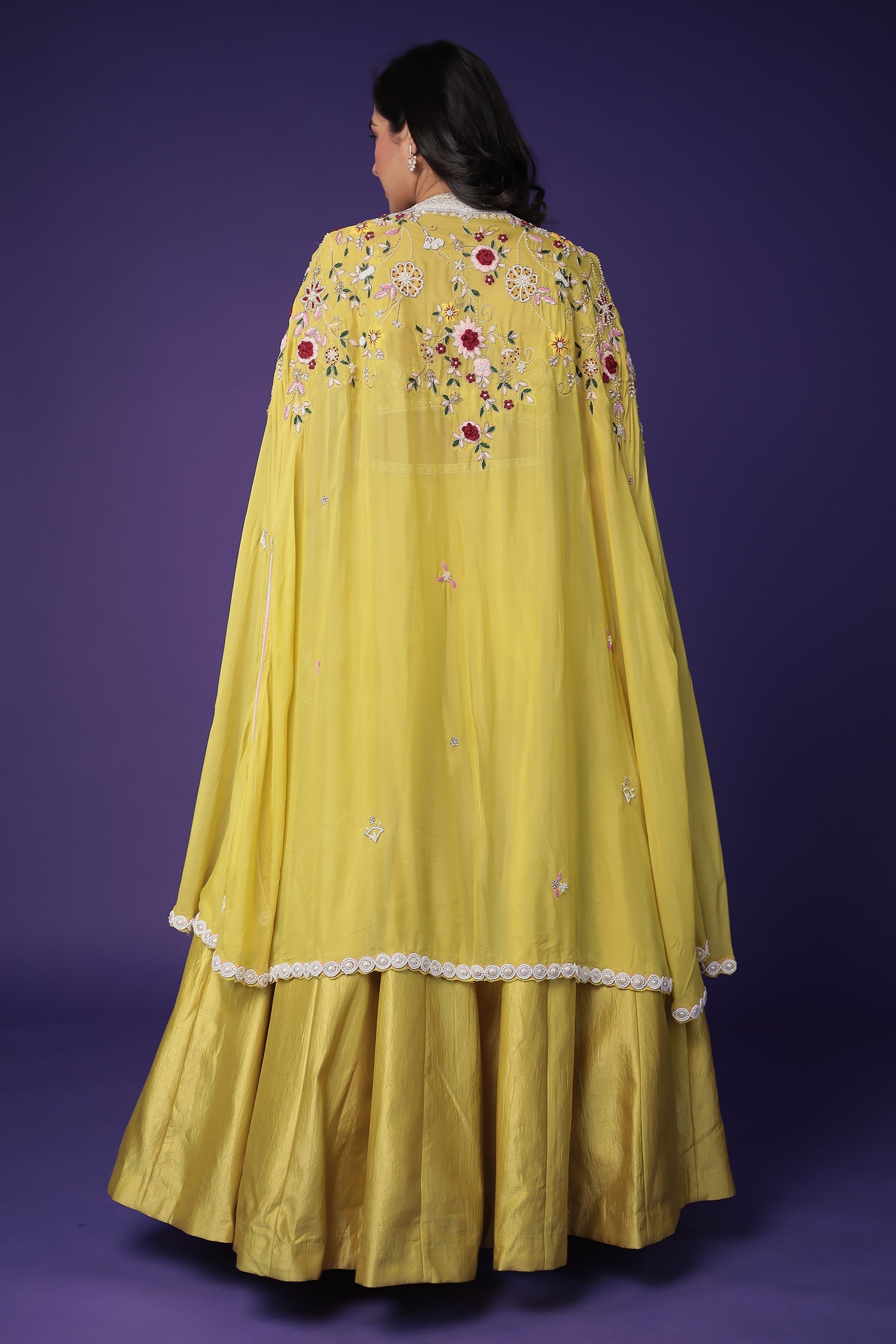 Silk Indo Western with Pearl, Thread and Zardozi work