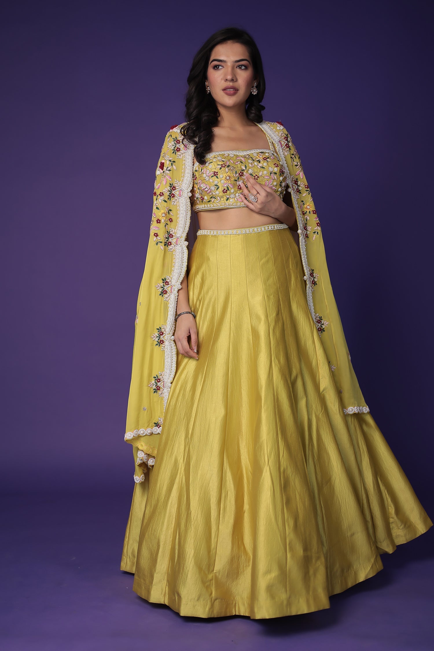 Silk Indo Western with Pearl, Thread and Zardozi work