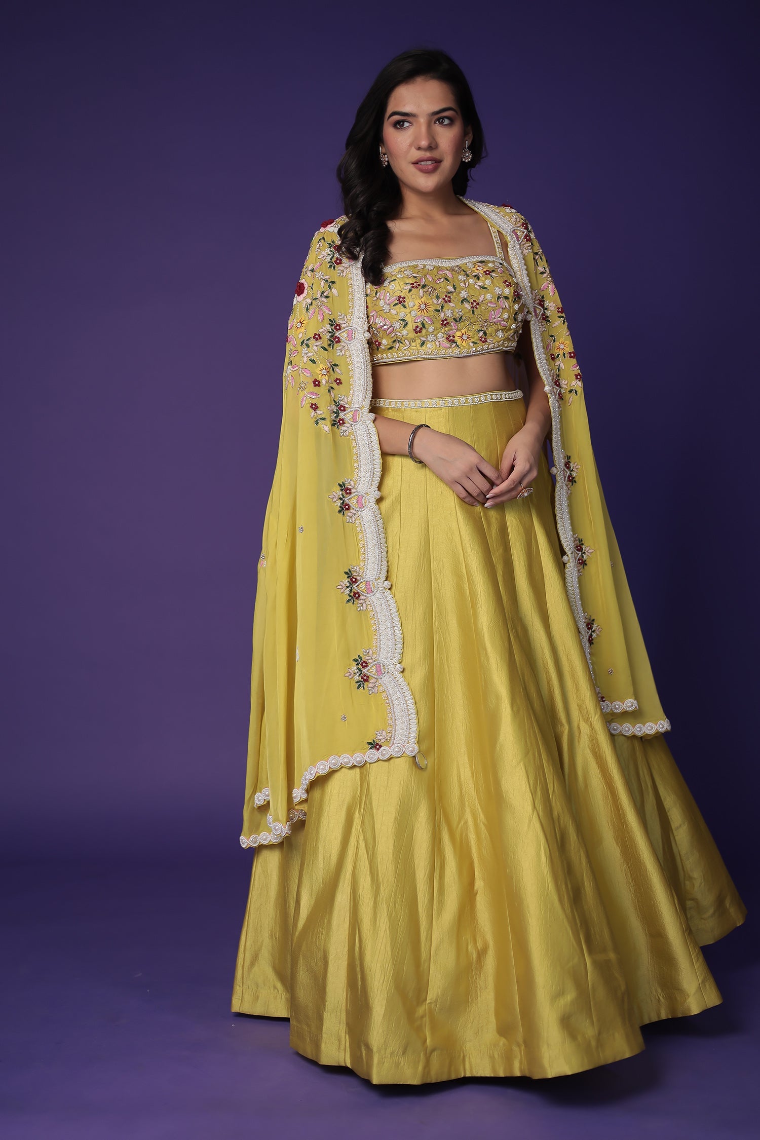 Silk Indo Western with Pearl, Thread and Zardozi work