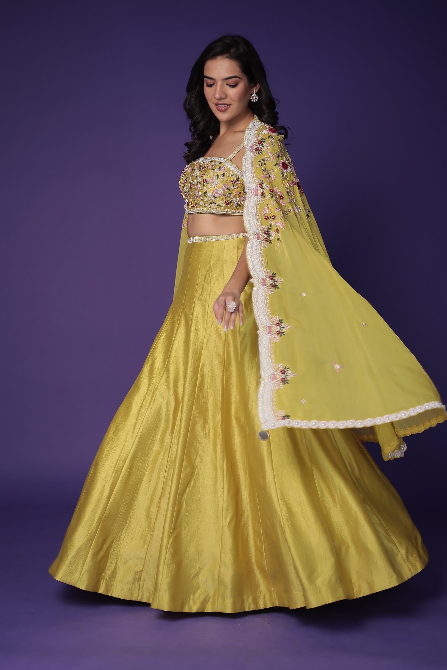 Silk Indo Western with Pearl, Thread and Zardozi work