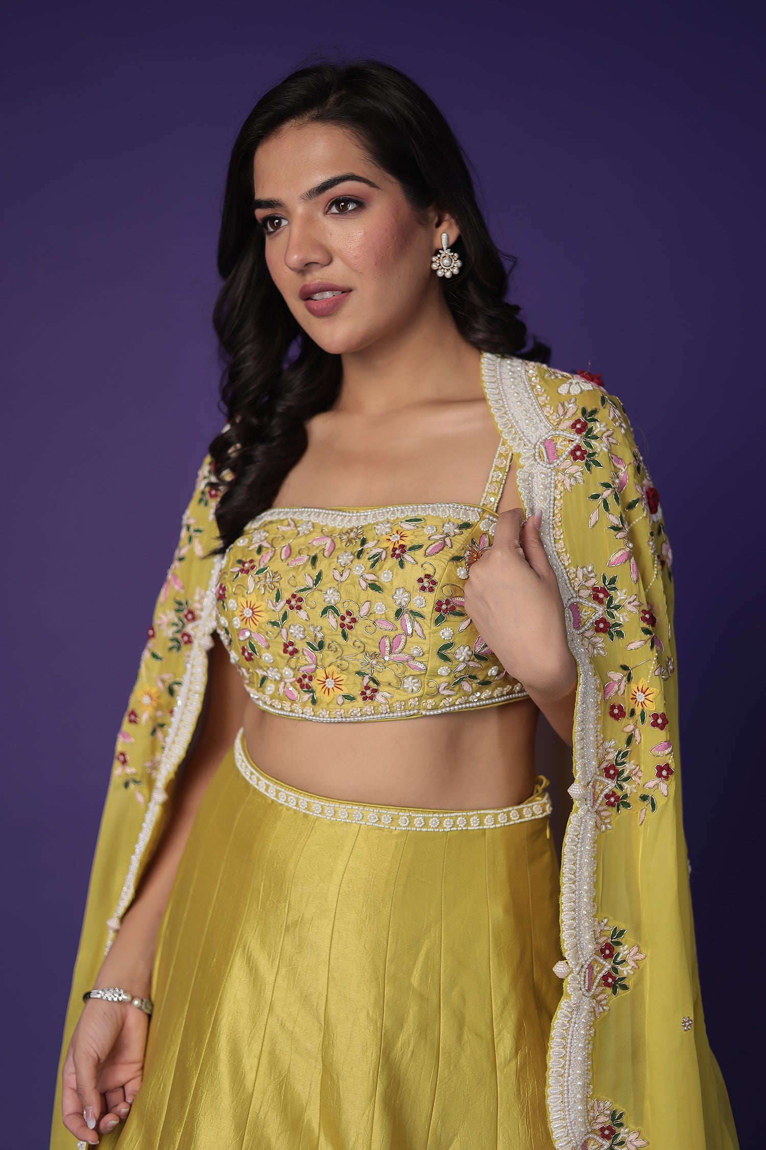 Silk Indo Western with Pearl, Thread and Zardozi work