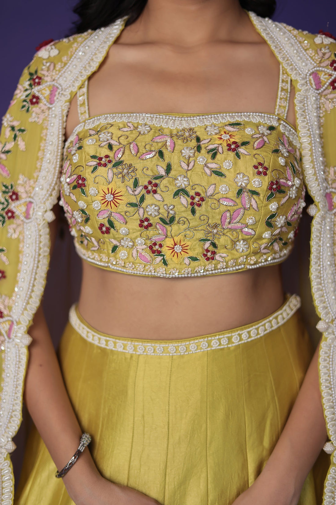 Silk Indo Western with Pearl, Thread and Zardozi work