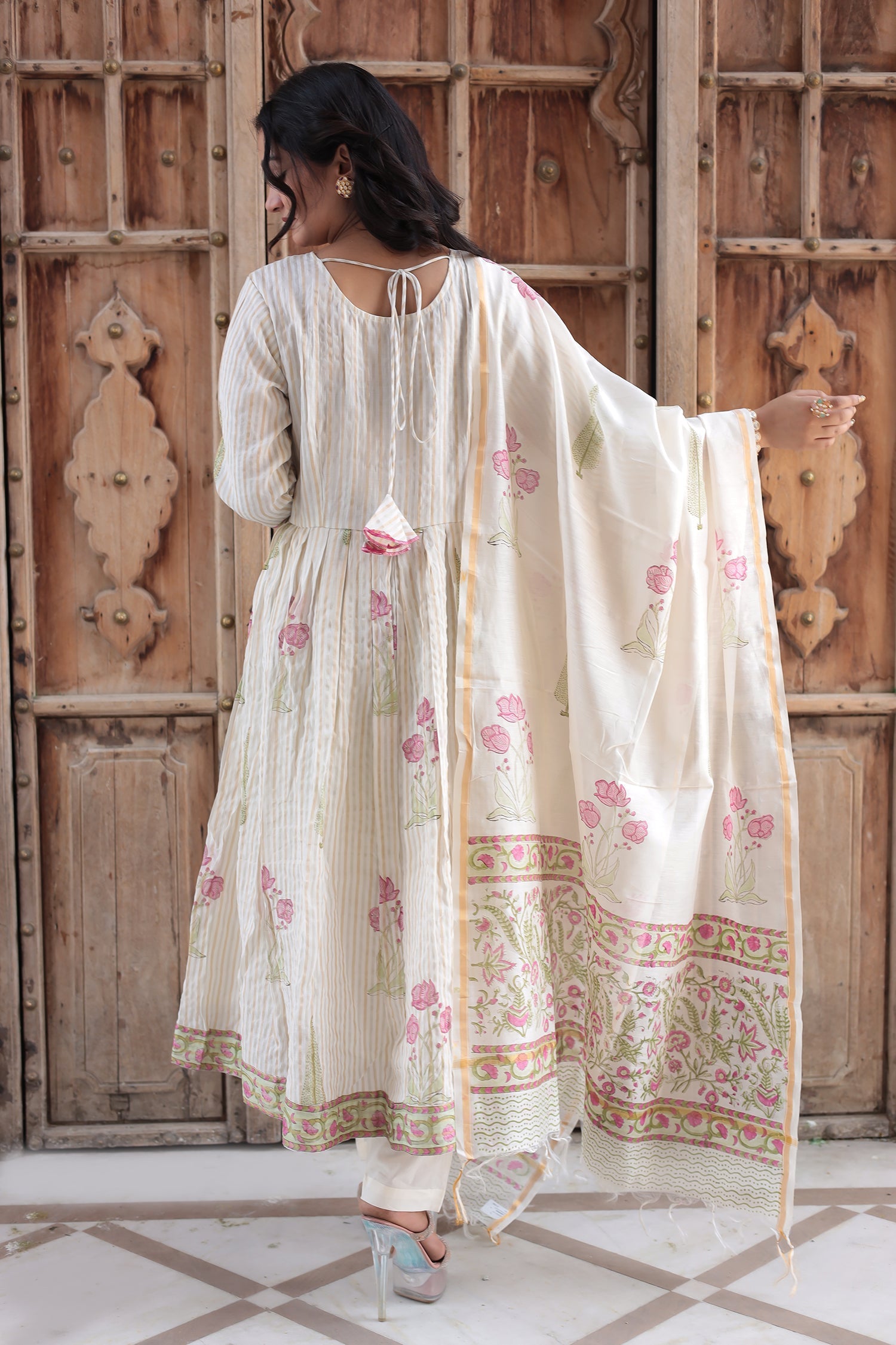 Printed Chanderi Suit with Cutdana and Zardozi work