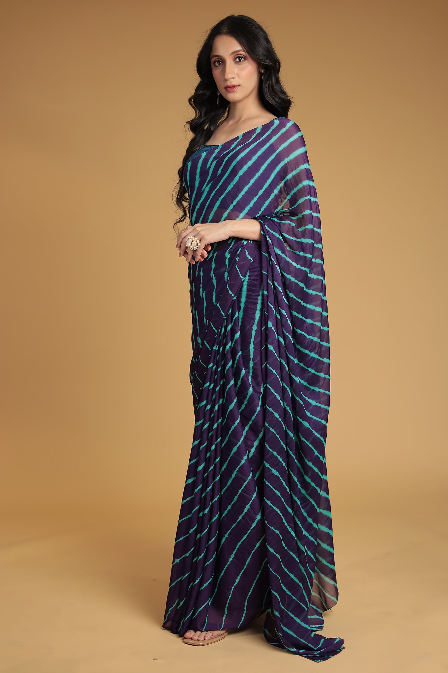 Leheriya Chiffon Saree