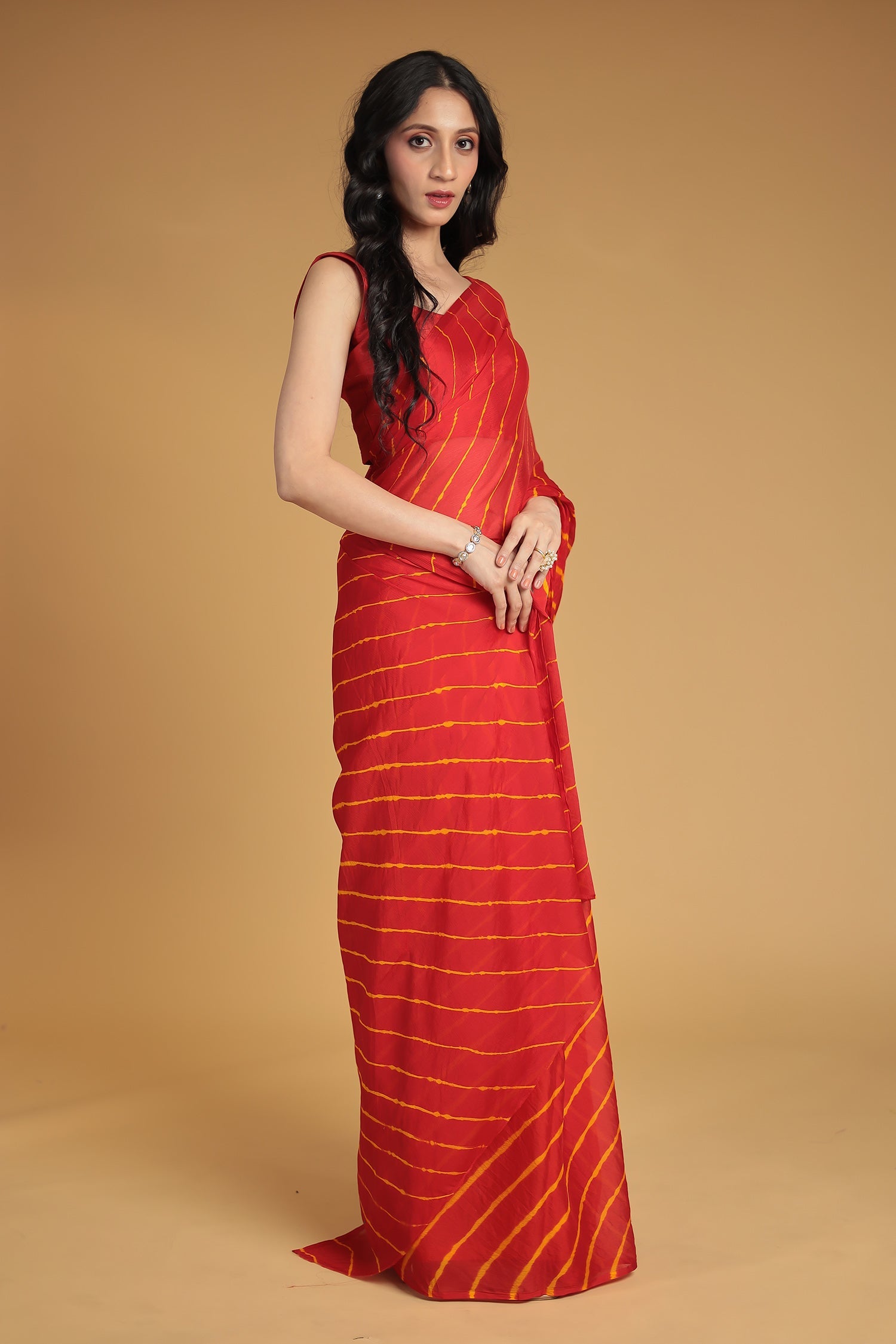 Leheriya Chiffon Saree
