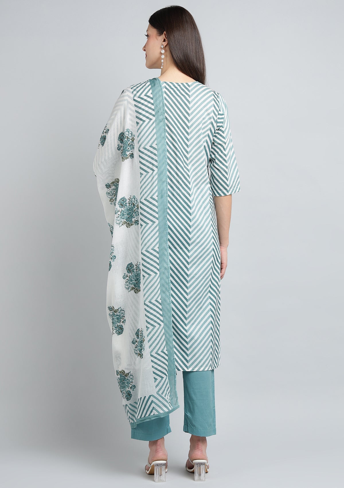 Printed Cotton Kurta Set Sttiched with Thread work