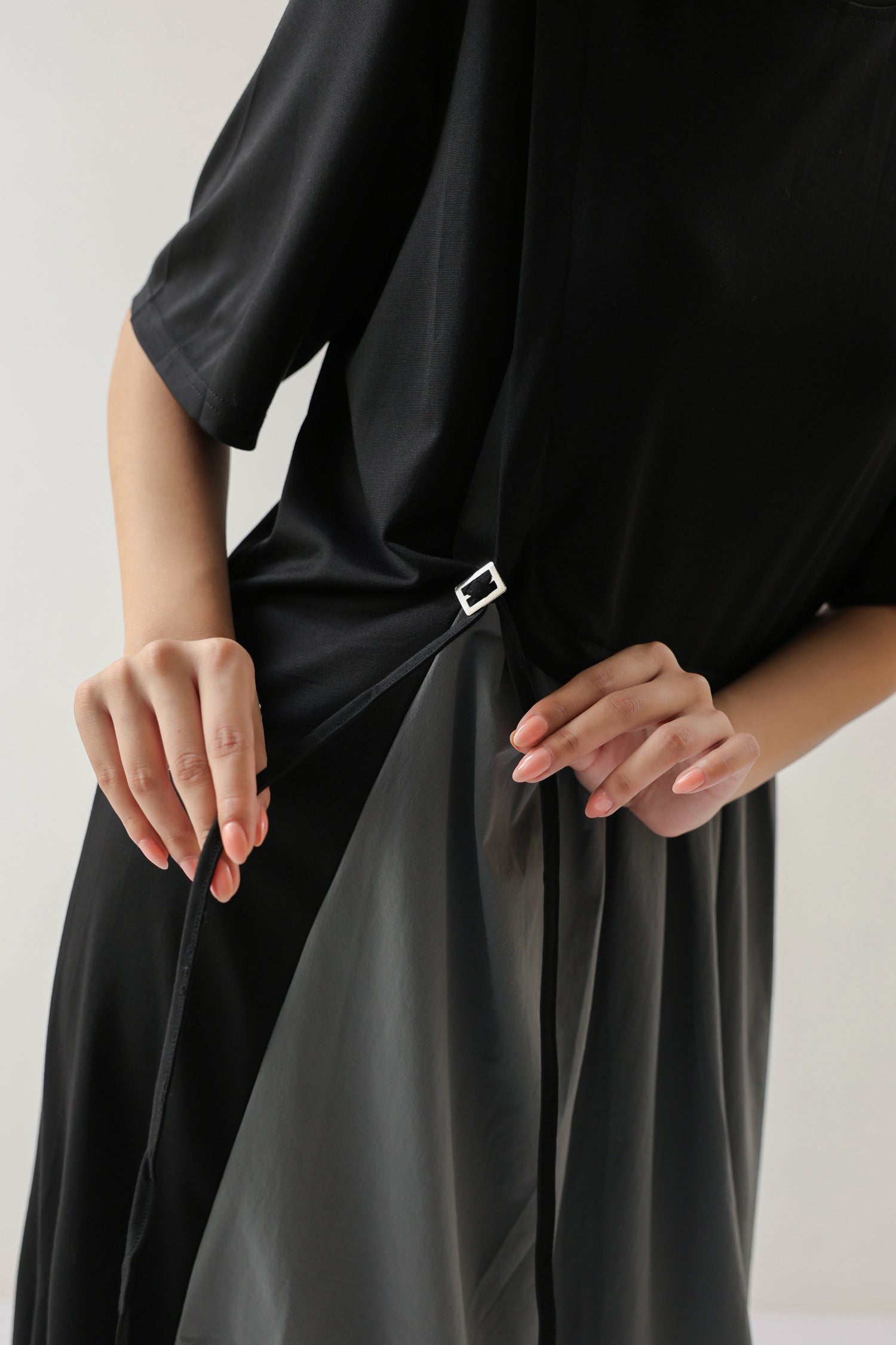 Essential Black and Grey Cotton Knit Midi Dress