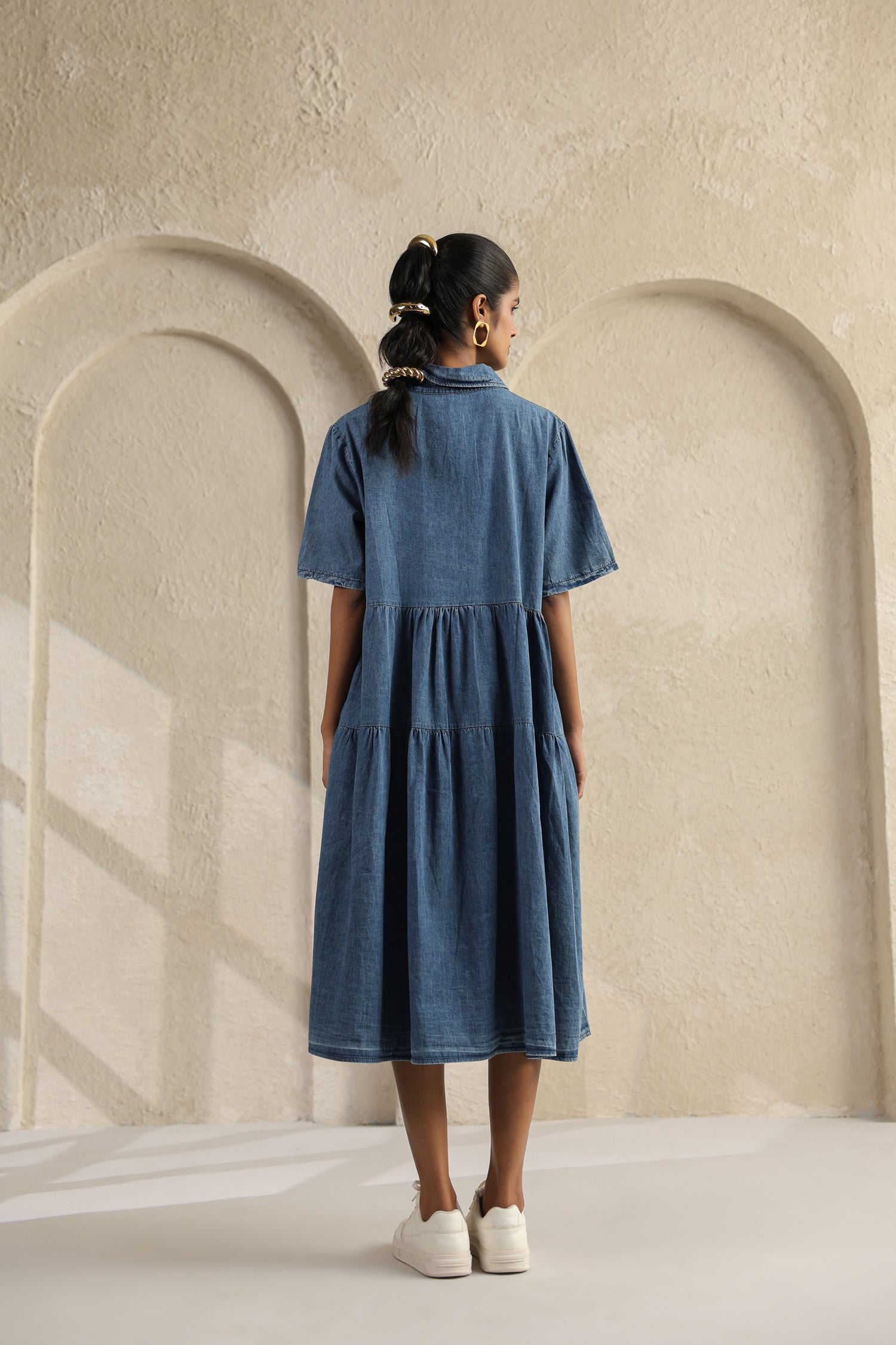 Light Blue Denim Midi Dress