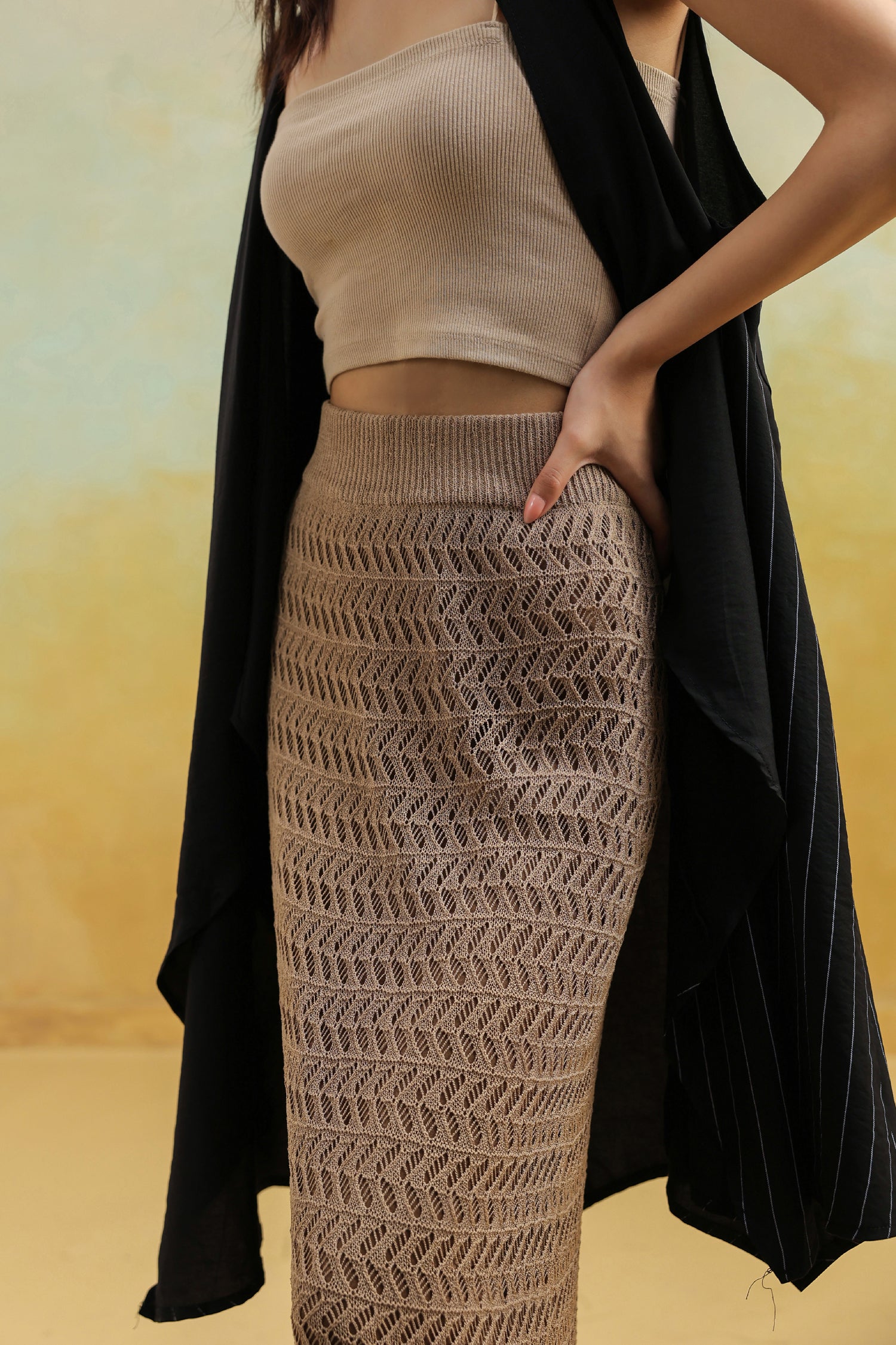 Brown Handcrafted Crochet Skirt
