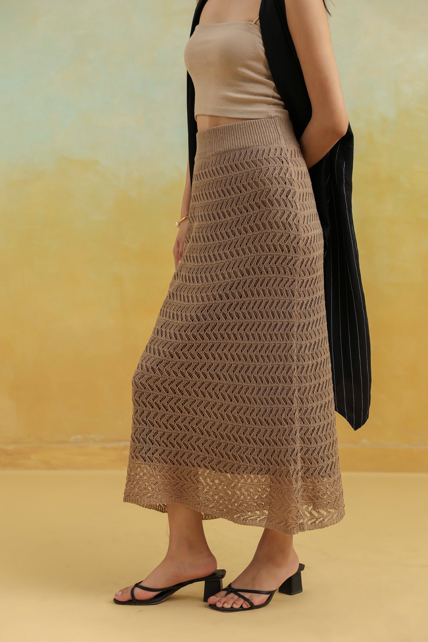 Brown Handcrafted Crochet Skirt