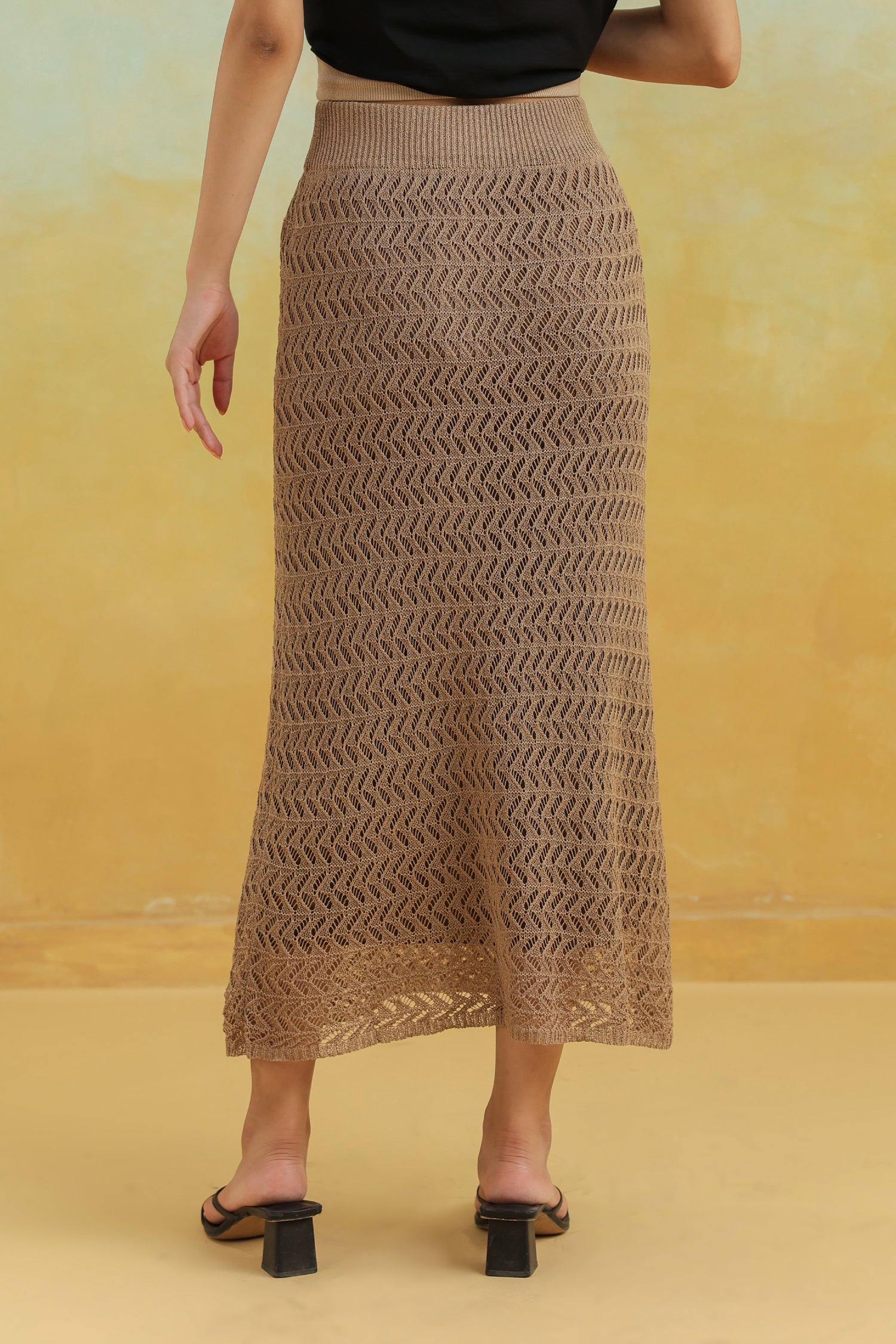 Brown Handcrafted Crochet Skirt