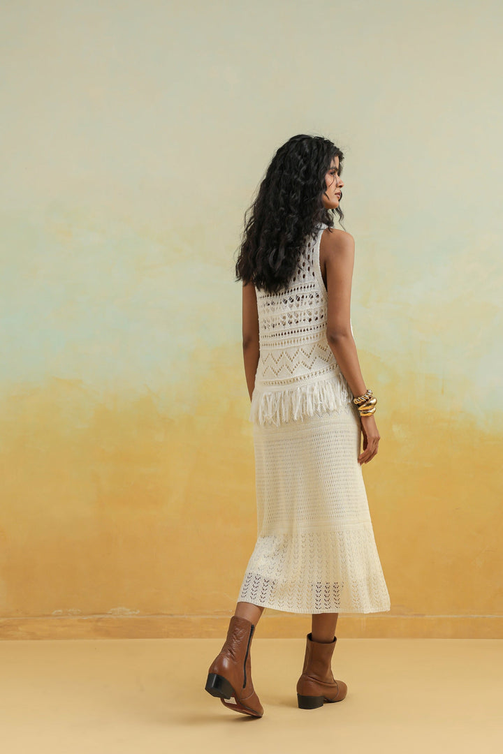 White Skirt in Crochet fabric