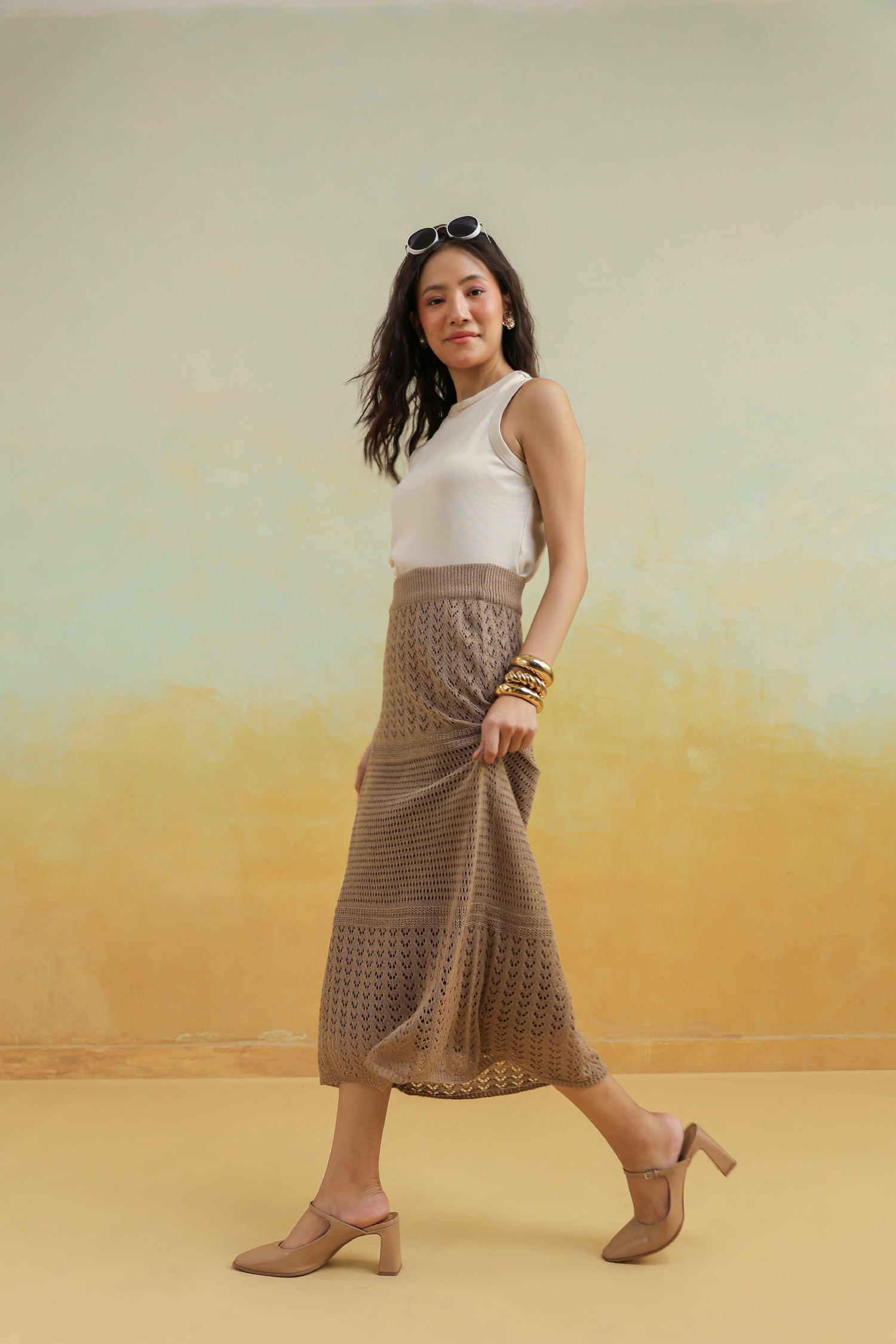 Brown Crochet Skirt in Classic Boho Style