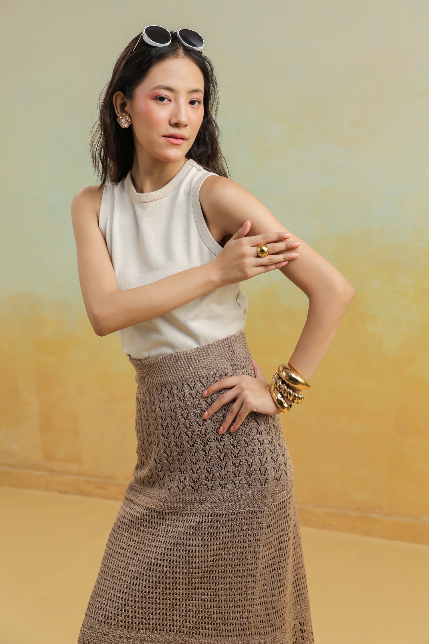 Brown Crochet Skirt in Classic Boho Style