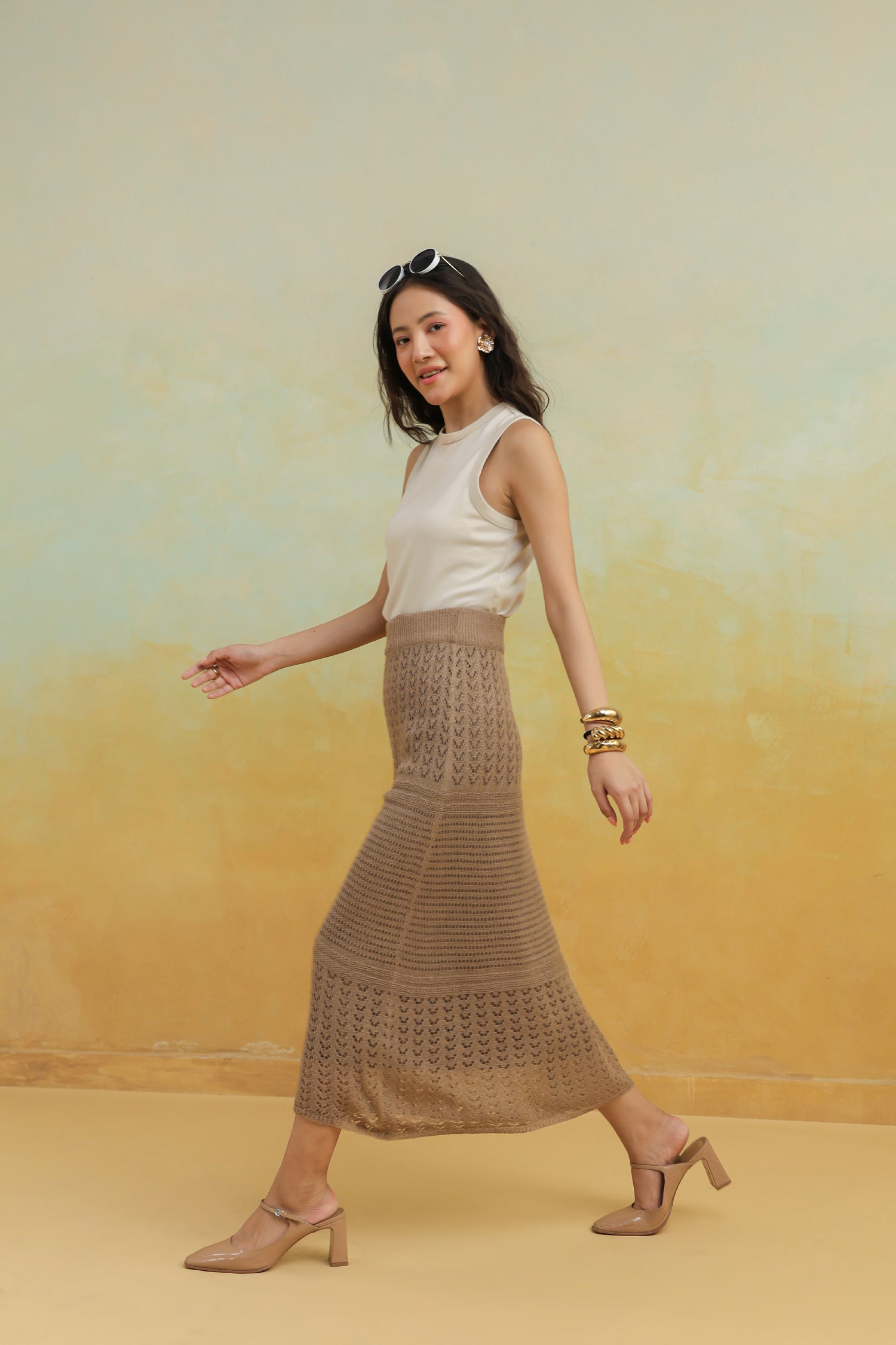 Brown Crochet Skirt in Classic Boho Style