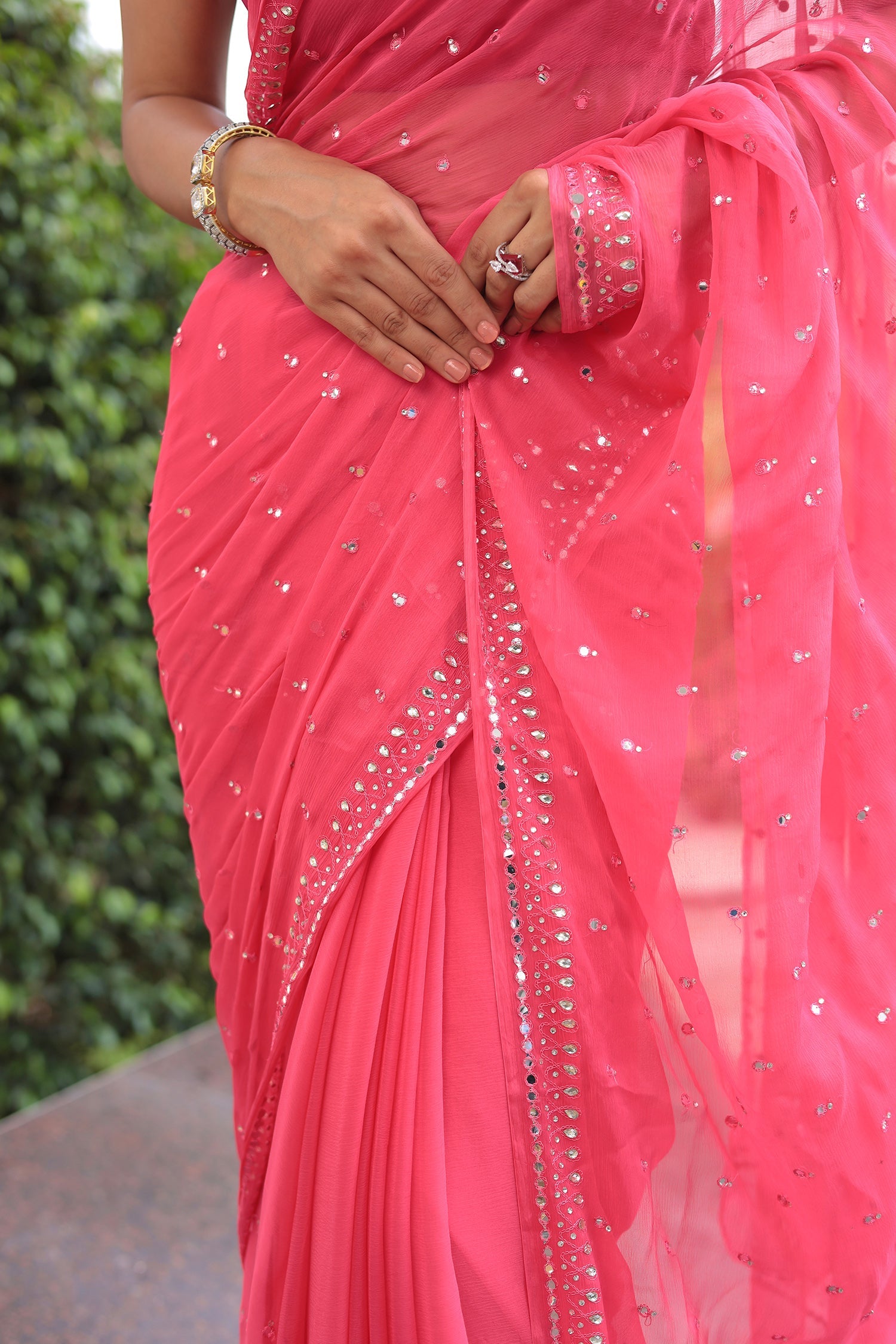 Chiffon Saree Embellished with Foil work