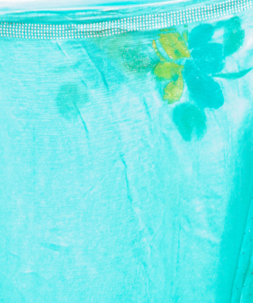 Chiffon Saree with Swarovski Embellishment and Foil Print