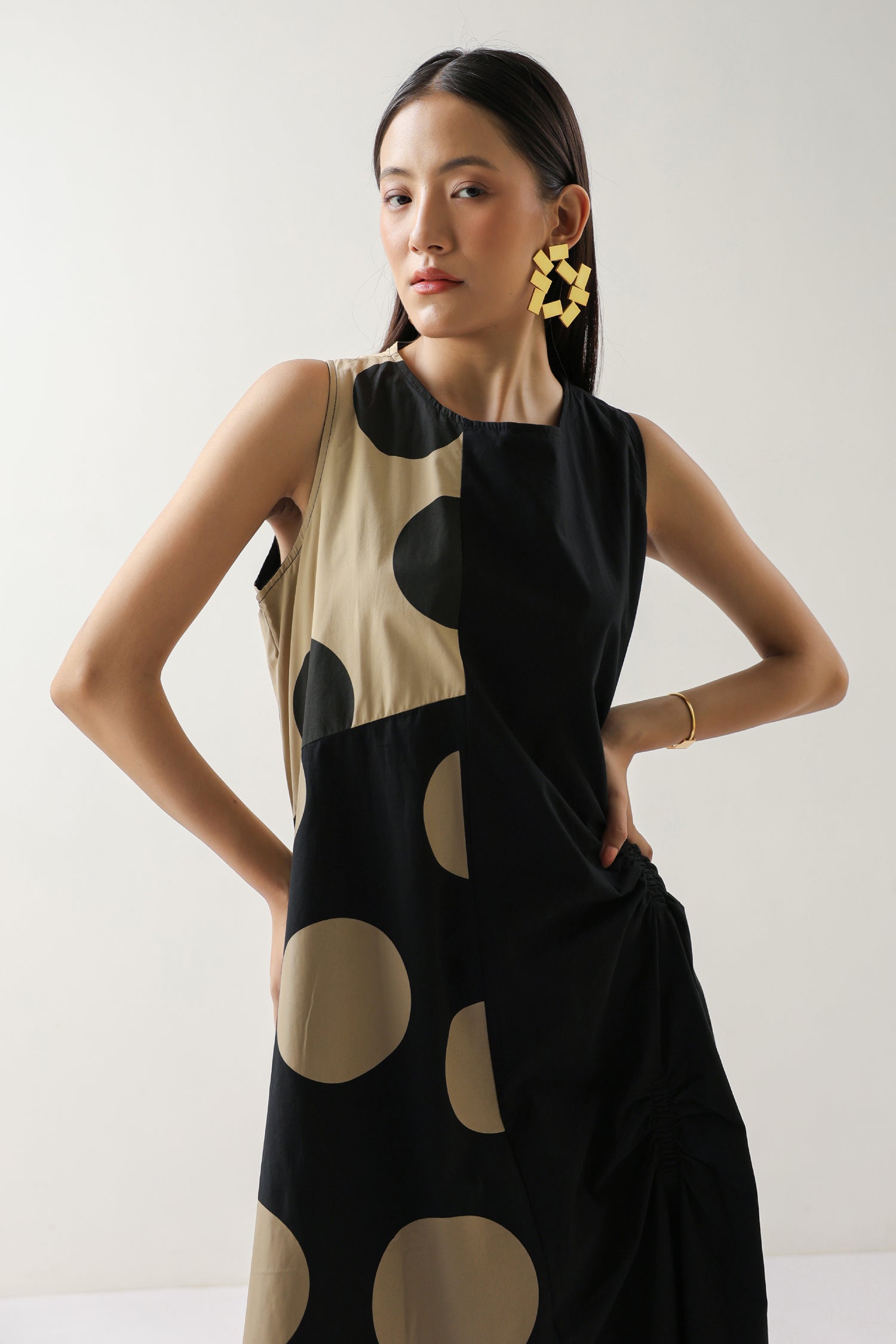 The Luna Dot Play Dress – Brown & Beige Polka Mood